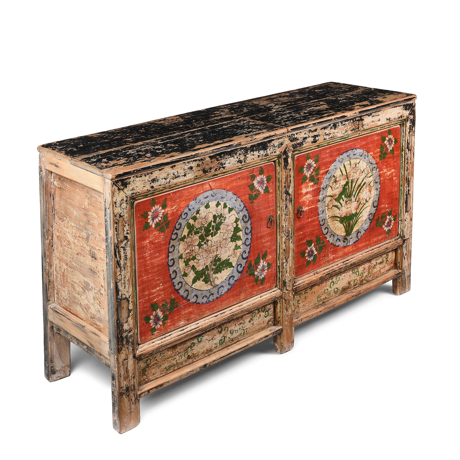 2 Door Painted Mongolian Sideboard - Ca 1920 - Image 3