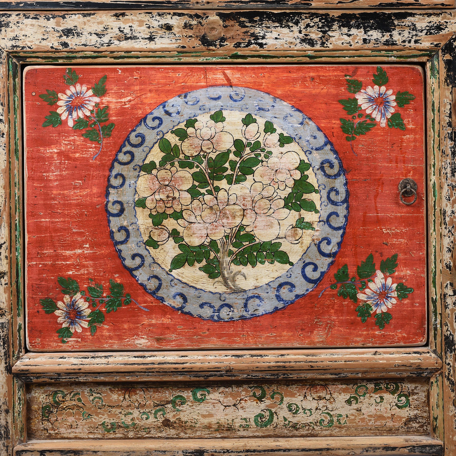 2 Door Painted Mongolian Sideboard - Ca 1920 - Image 6