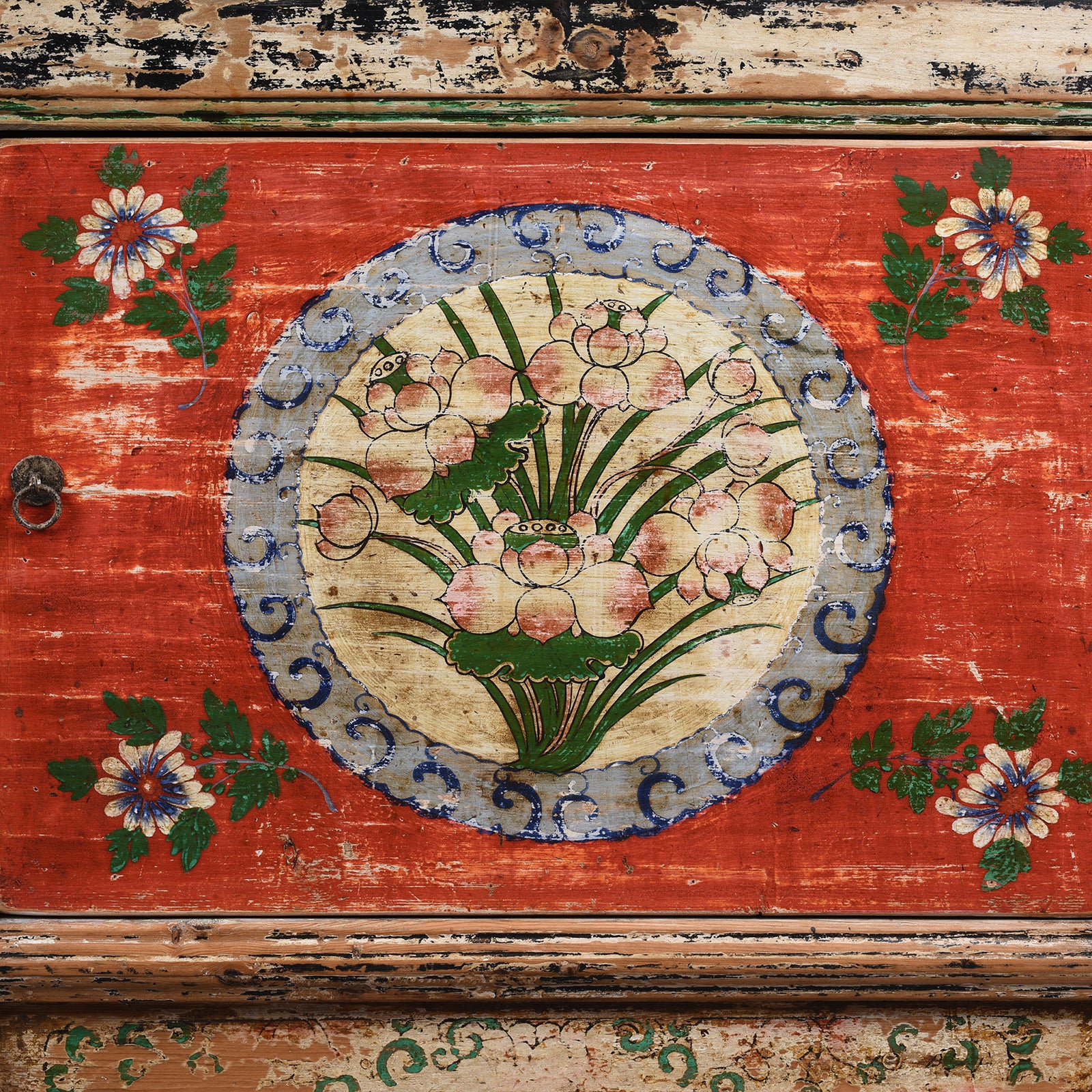 2 Door Painted Mongolian Sideboard - Ca 1920 - Image 8