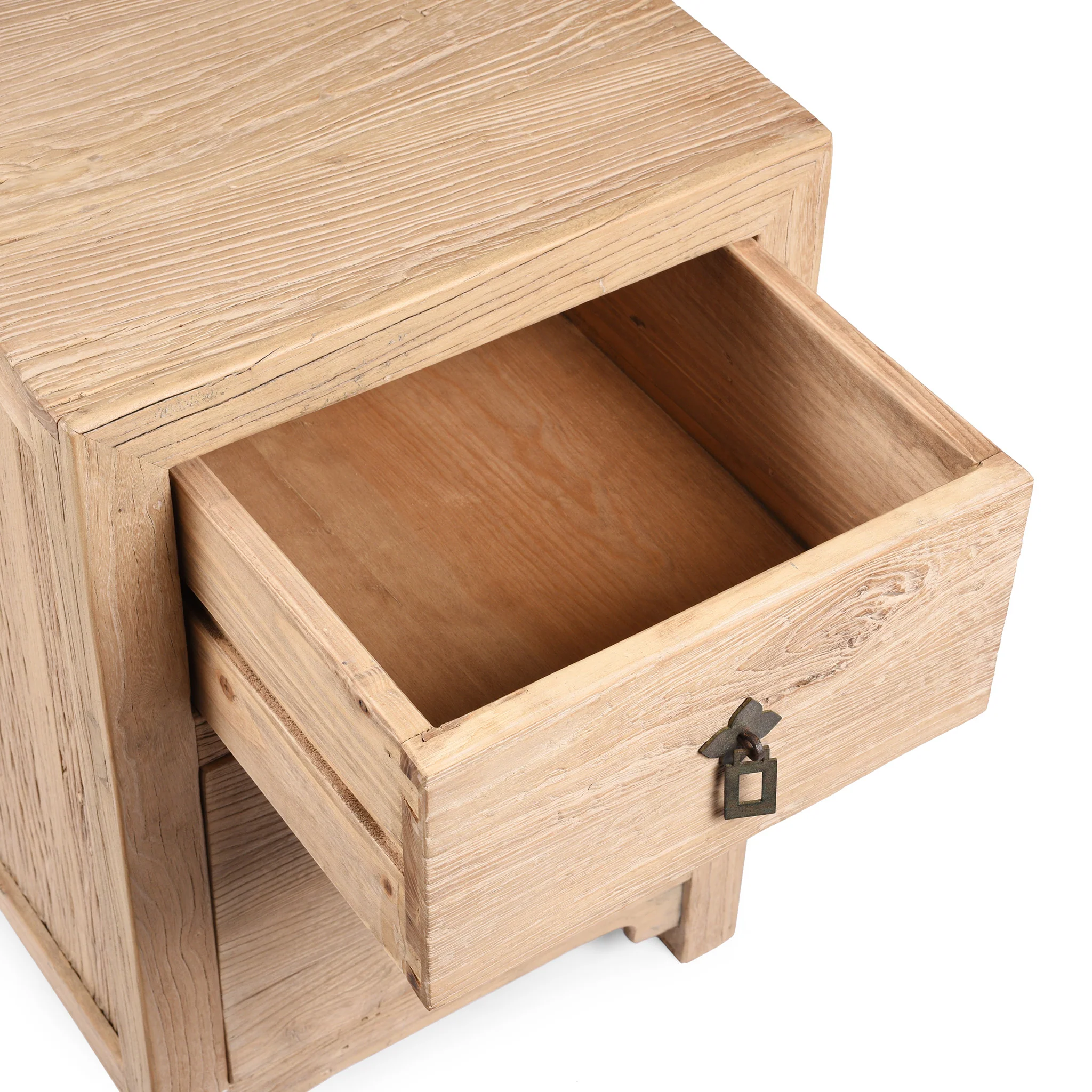 2 Drawer Bedside Cabinet Made From Old Sunbleached Elm - Image 3
