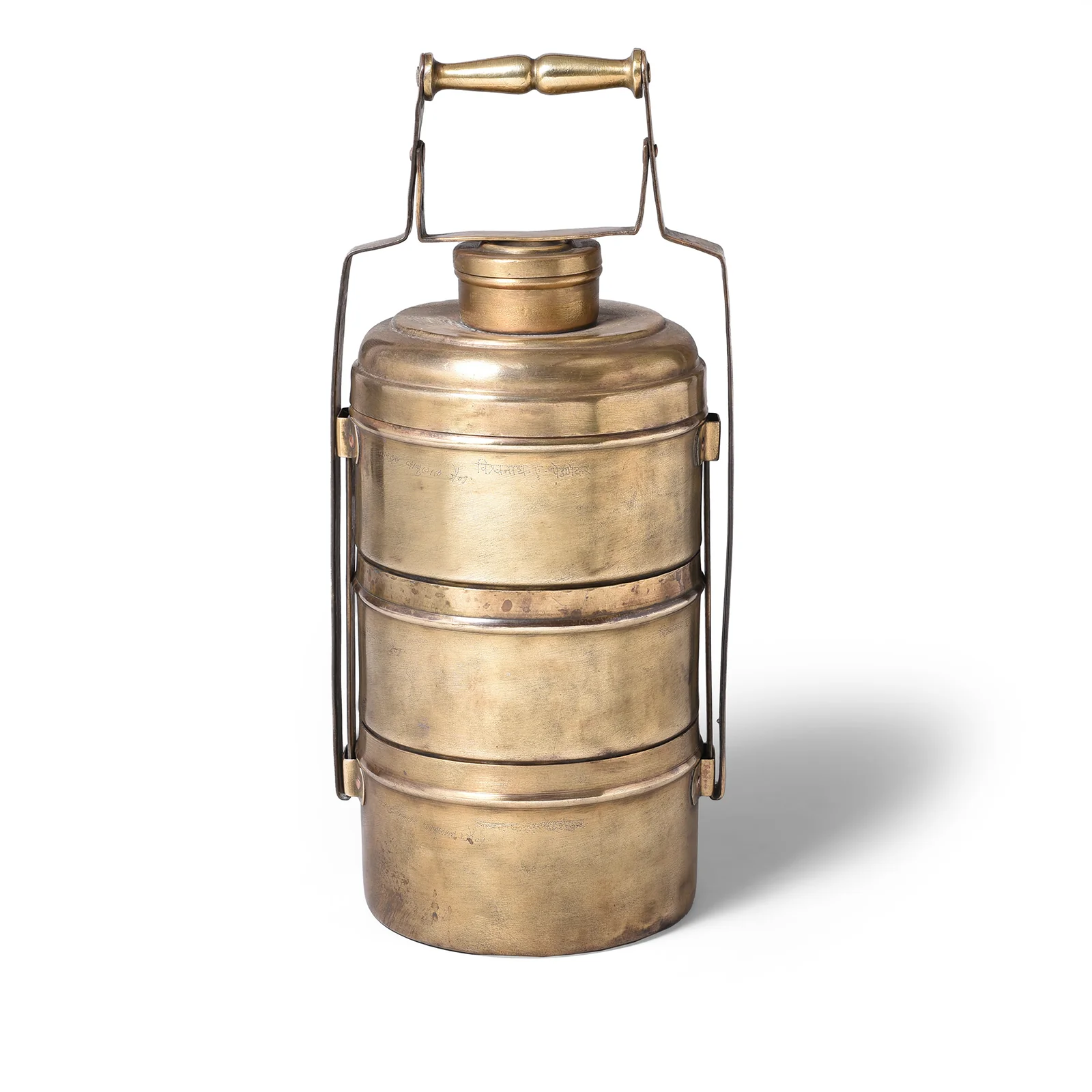 3 Tier Indian Vintage Brass Tiffin Box Set - Ca 1930 - Image 4
