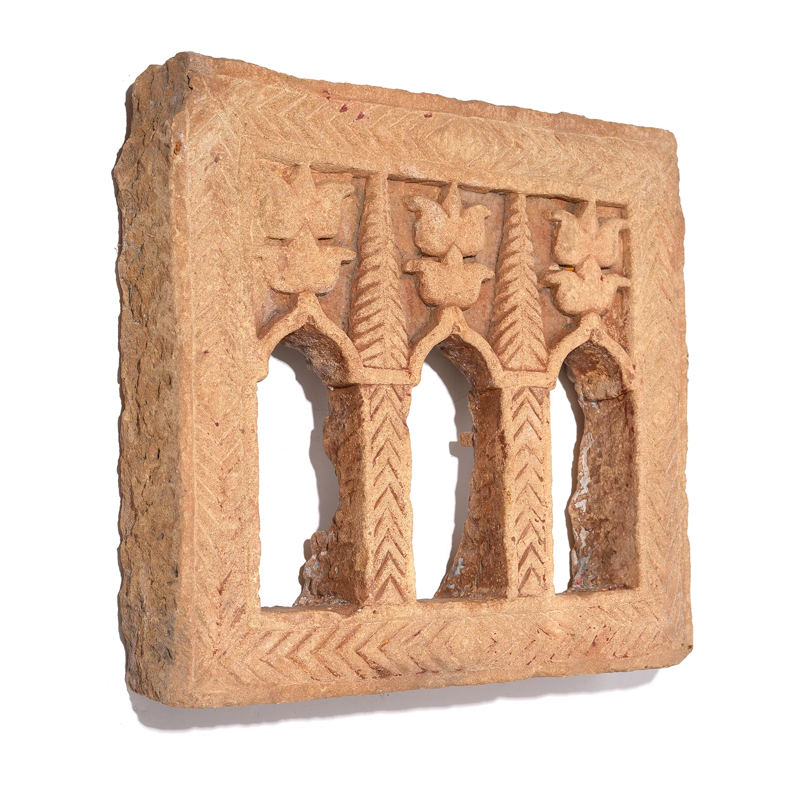3 Way Stone Lamp Niche From Jaisalmer - 19th Century - Image 3