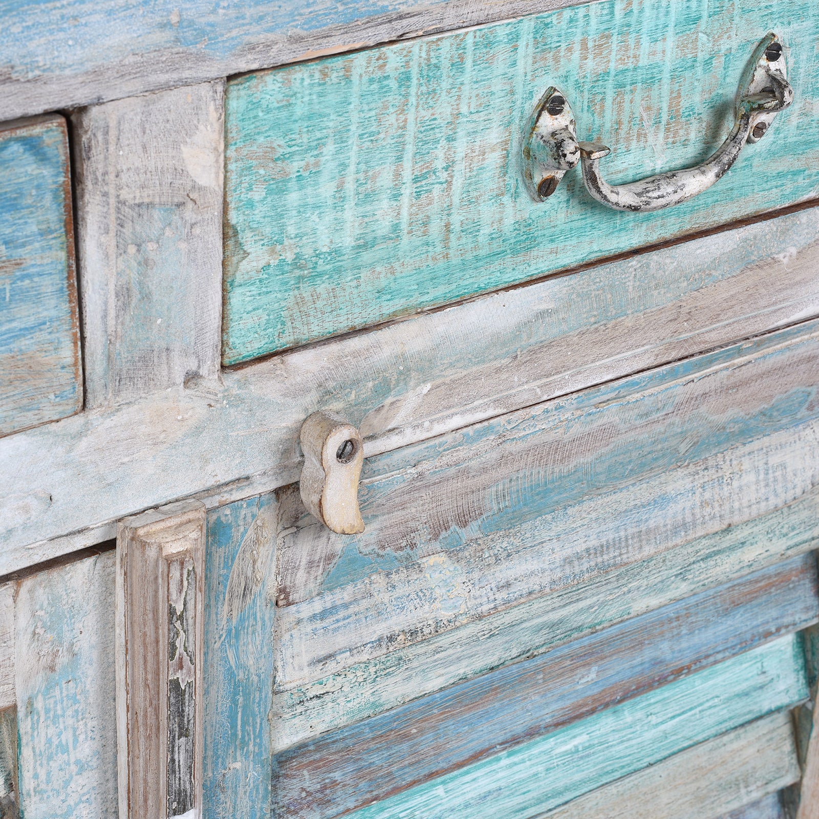 Blue Painted Reclaimed Louvre Sideboard - Image 6