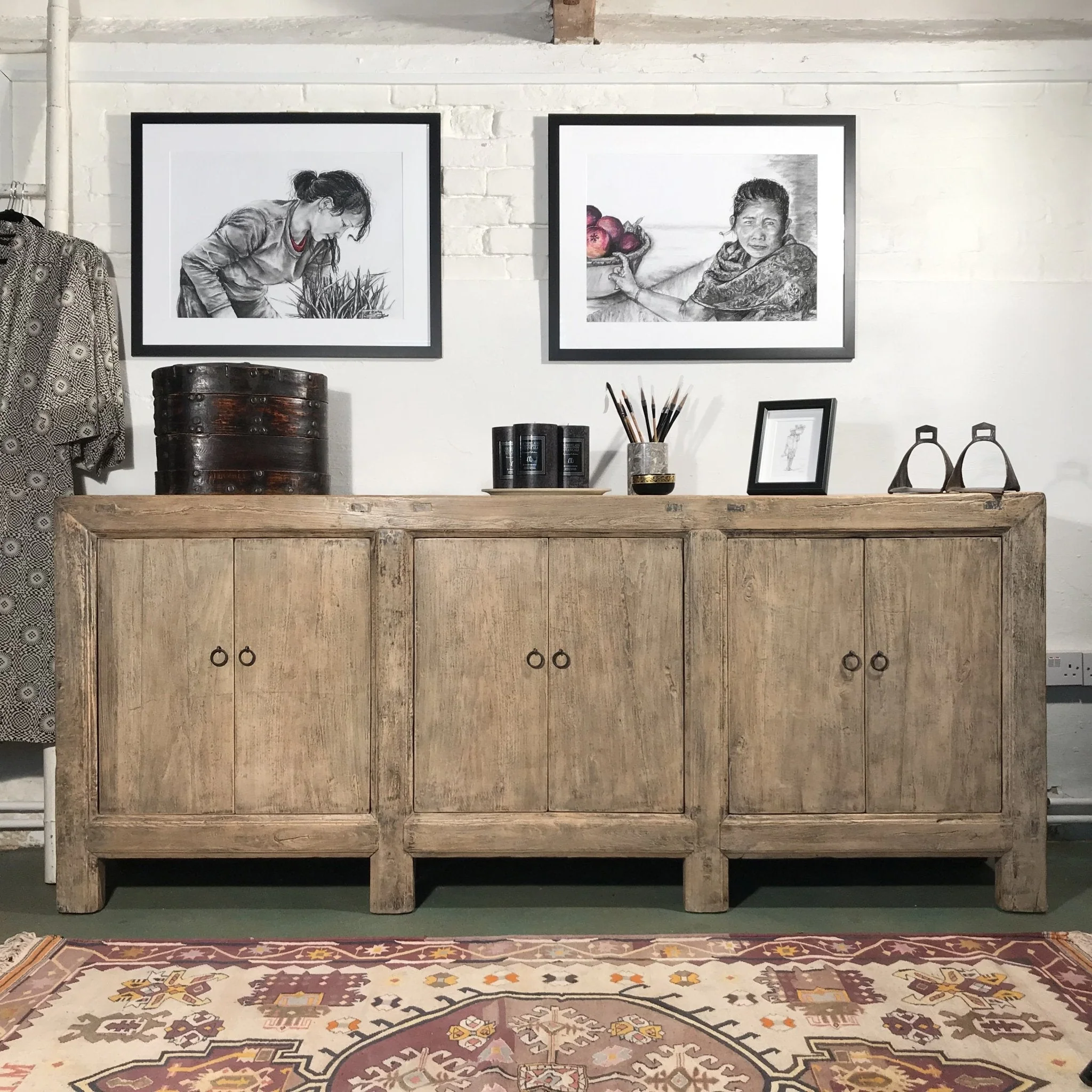 6 Door Elm Sideboard From Mongolia - Image 2