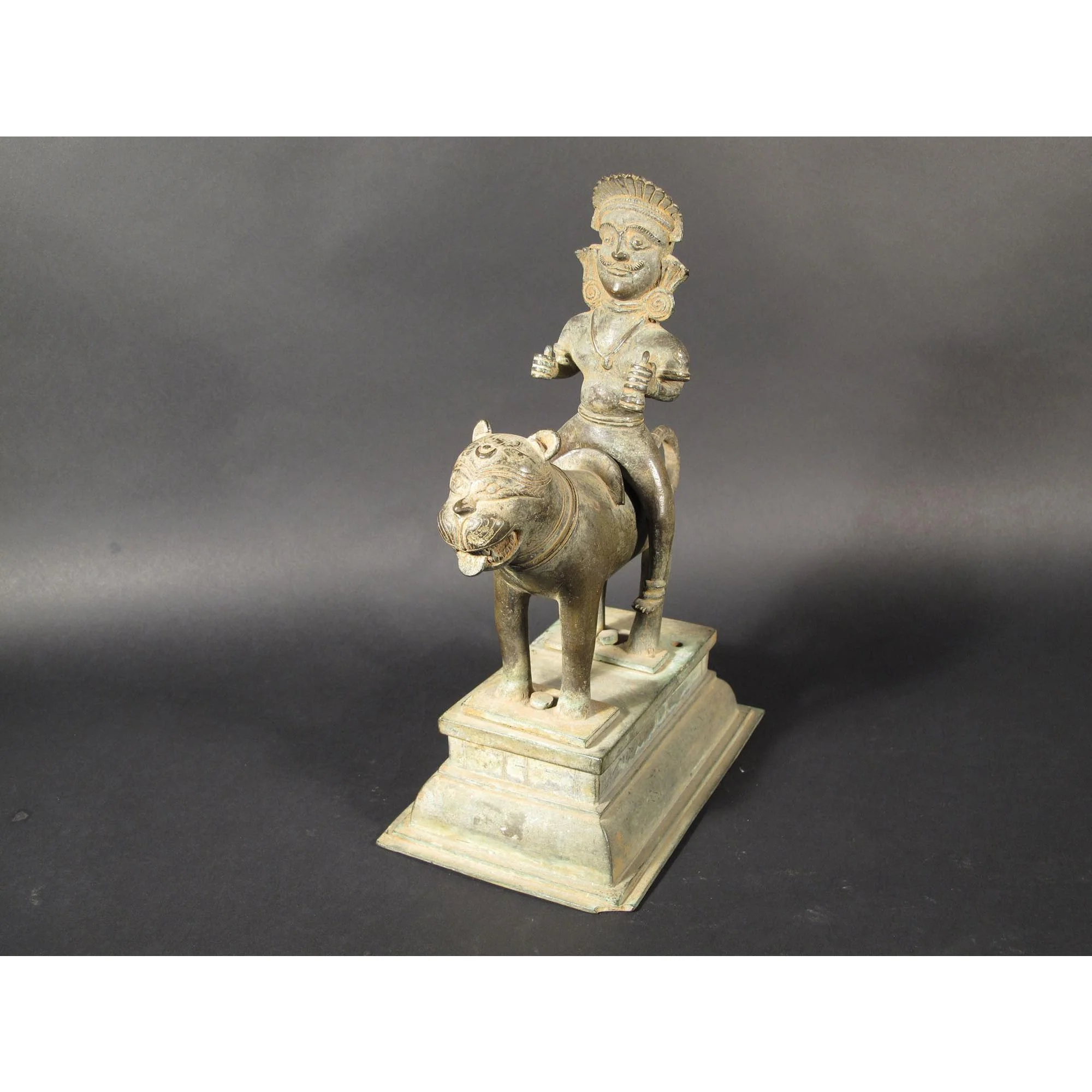 A Rare Bronze Statue of Surya the Sun God, Riding a Tiger - 18thC - Image 4