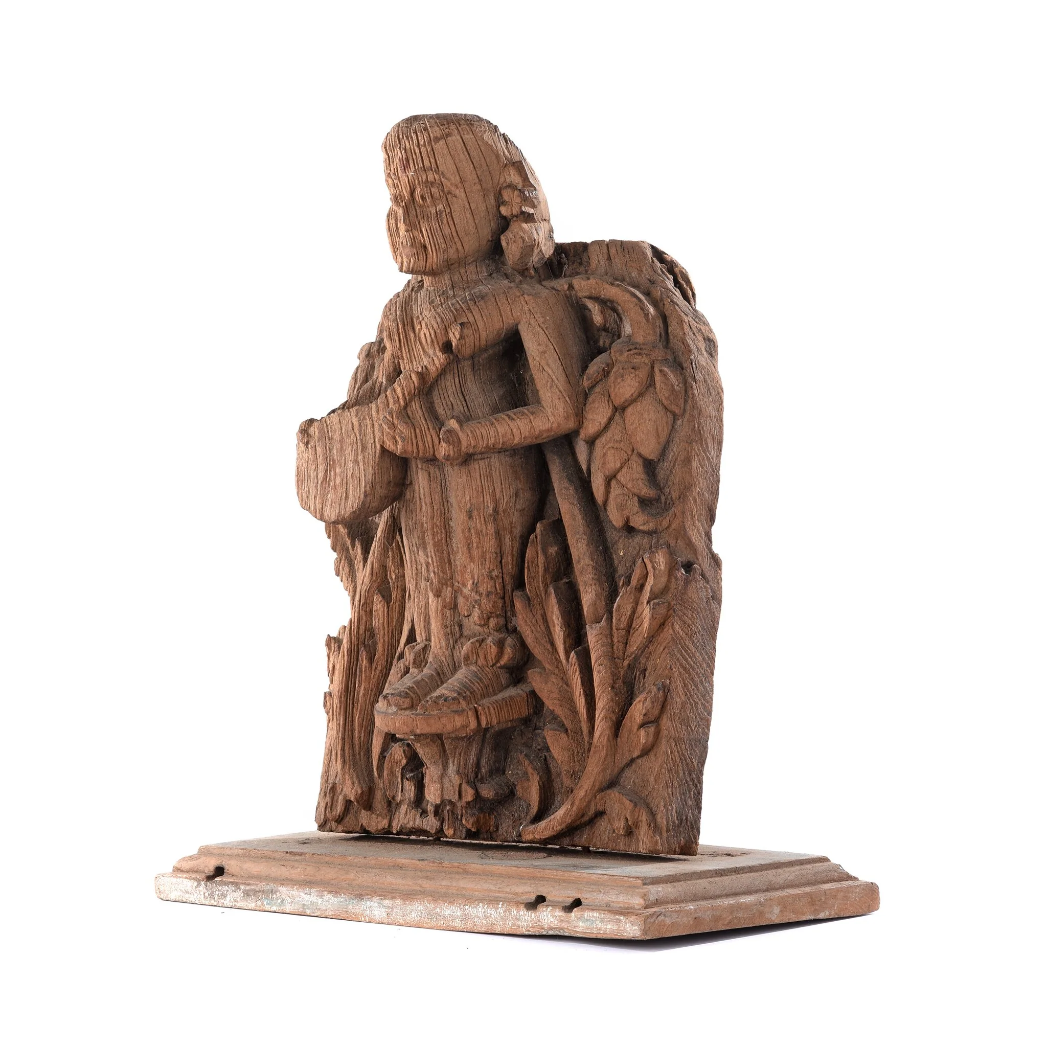 Teakwood Carving of a Musician From Gujarat - 18thC - Image 3