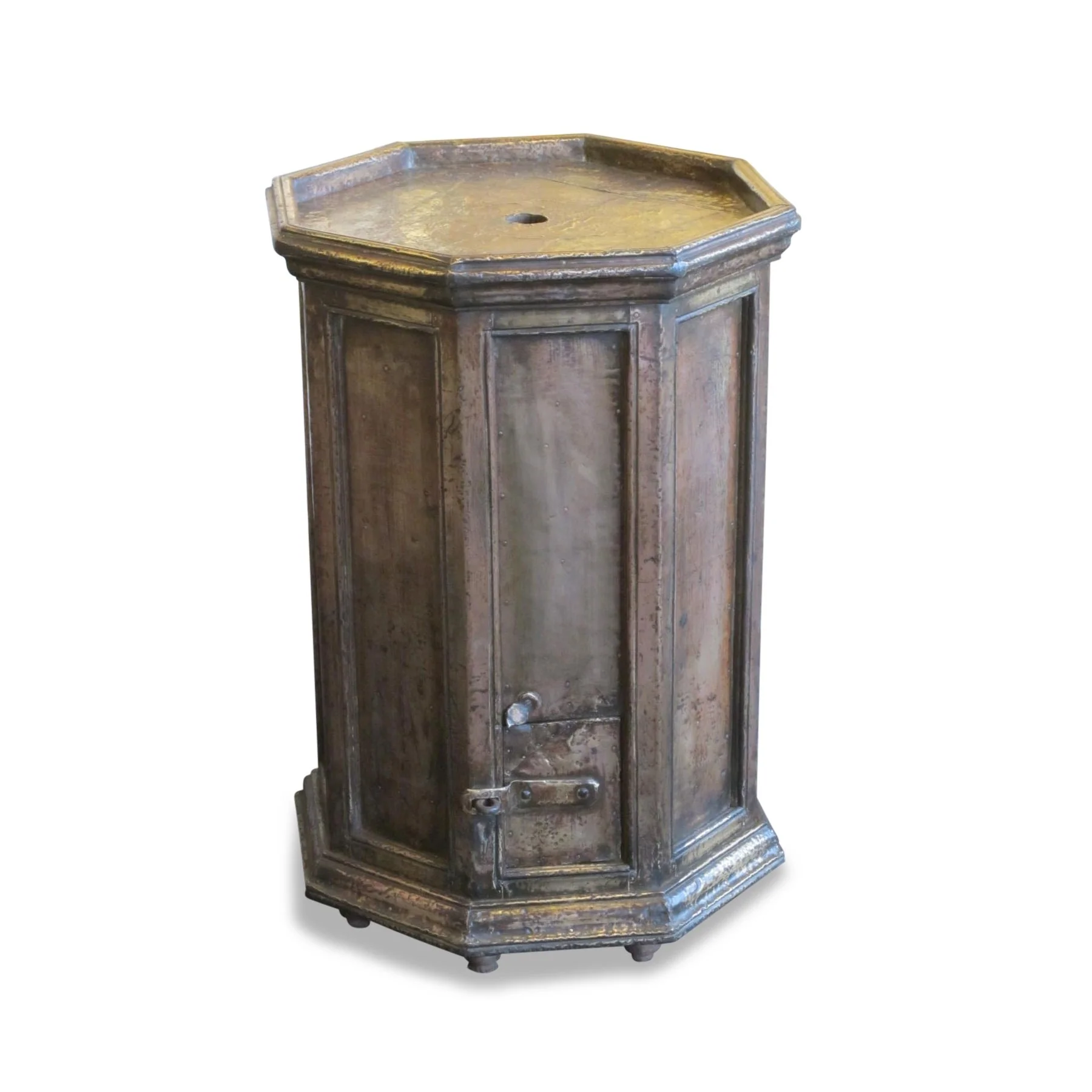 Octagonal Brass Covered Temple Donation  Box - 19thC - Image 3