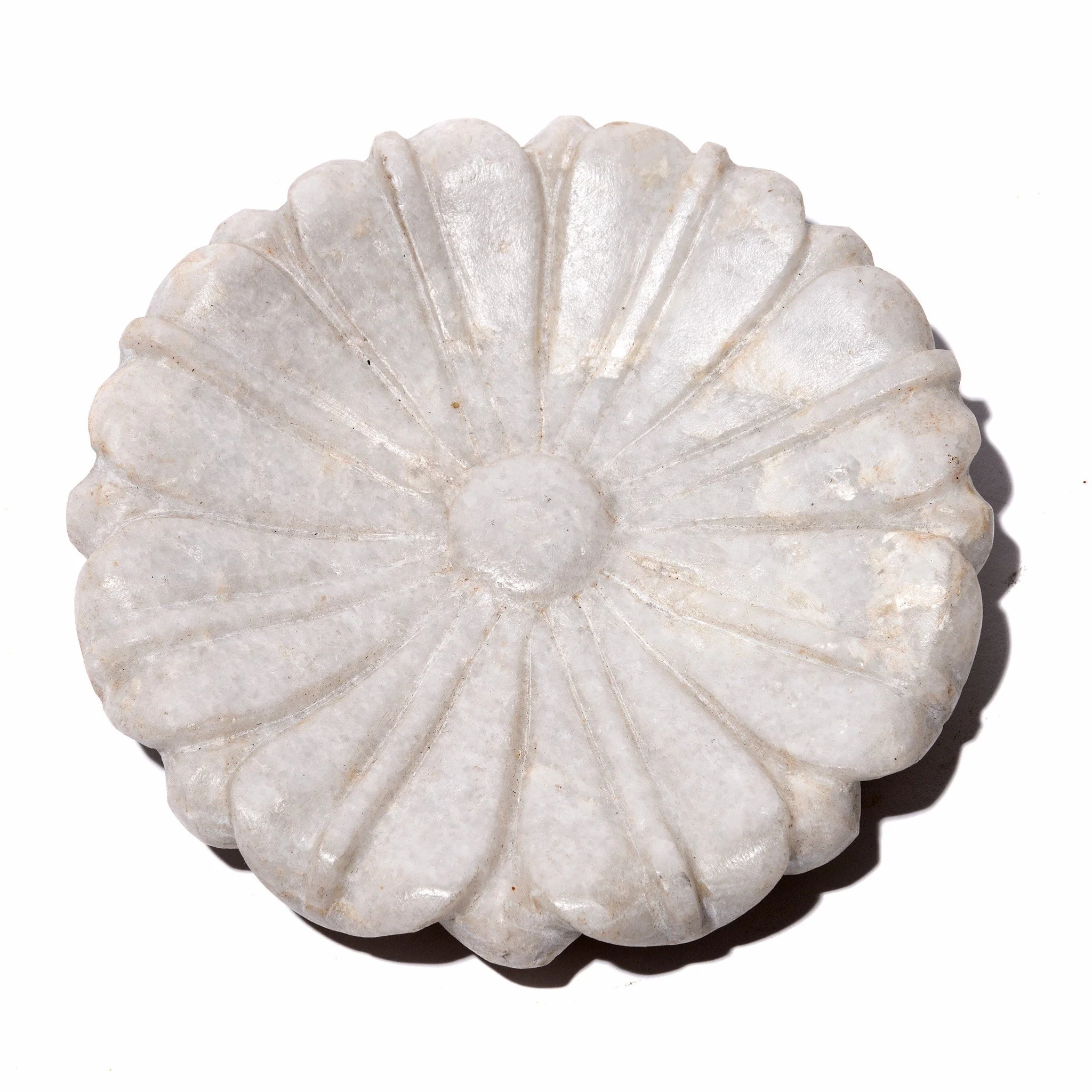 Hand Carved Marble Dish - Flower Design - Image 3