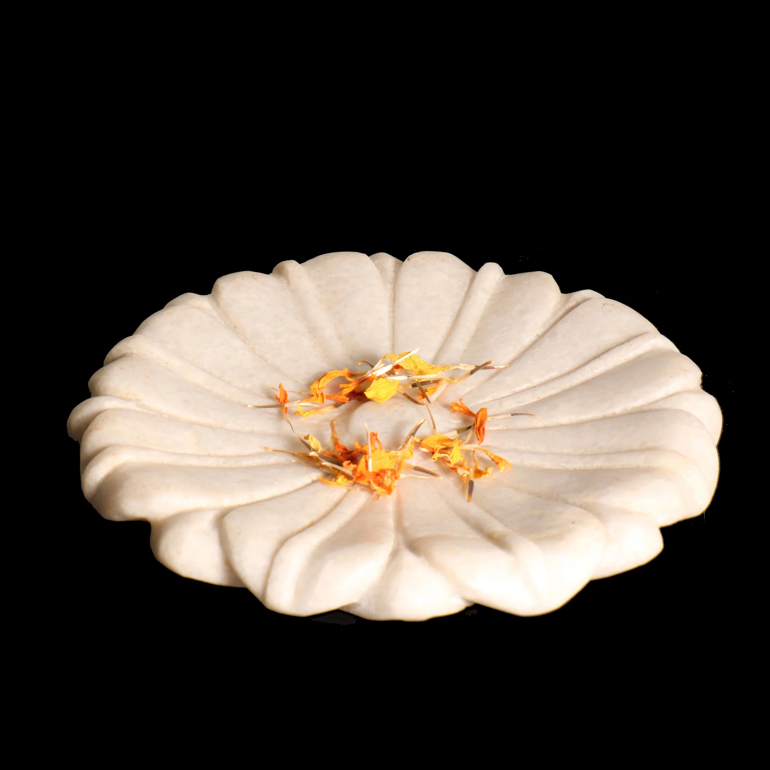 Hand Carved Marble Dish - Flower Design - Image 4