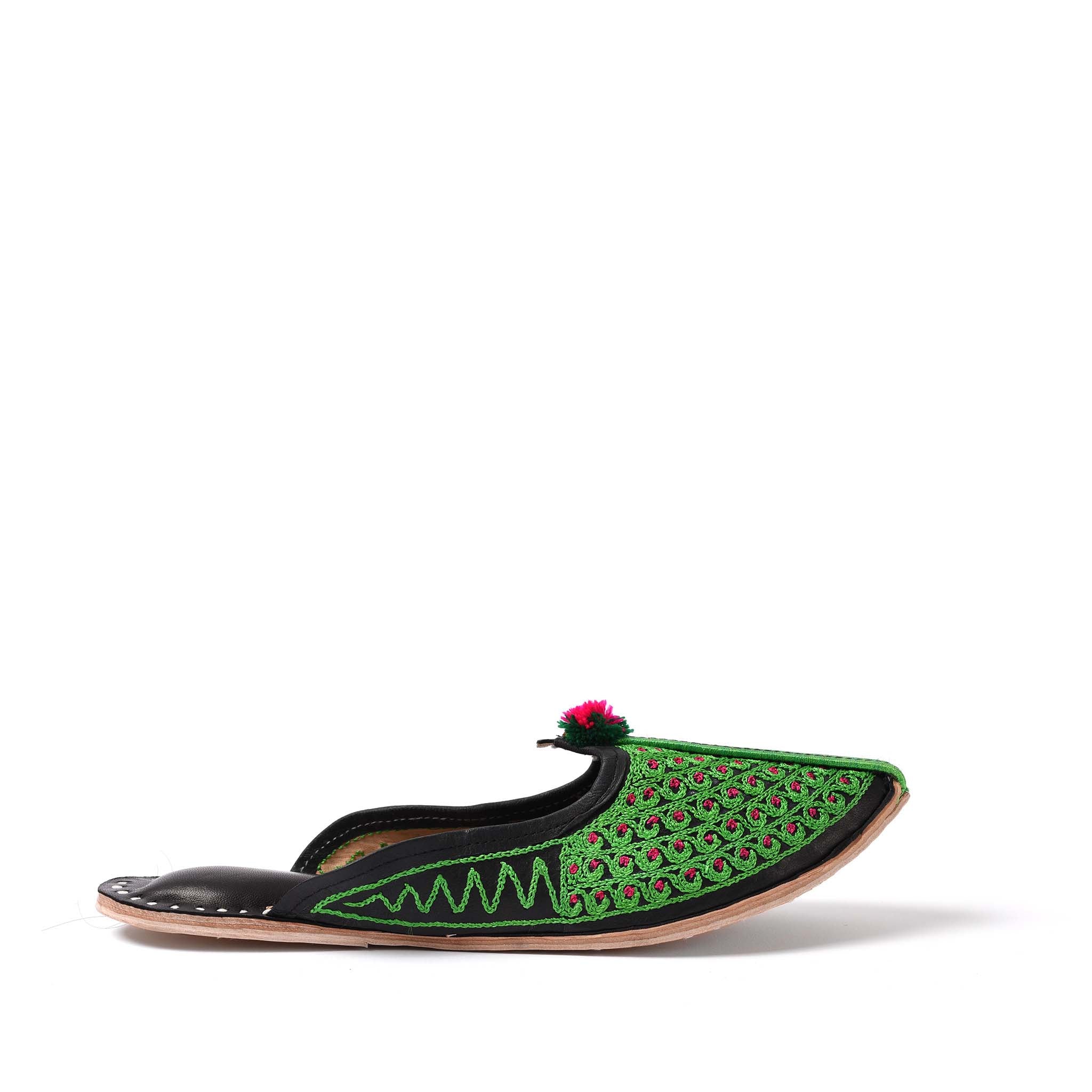 Green Embroidered Jutti Slippers - Image 3