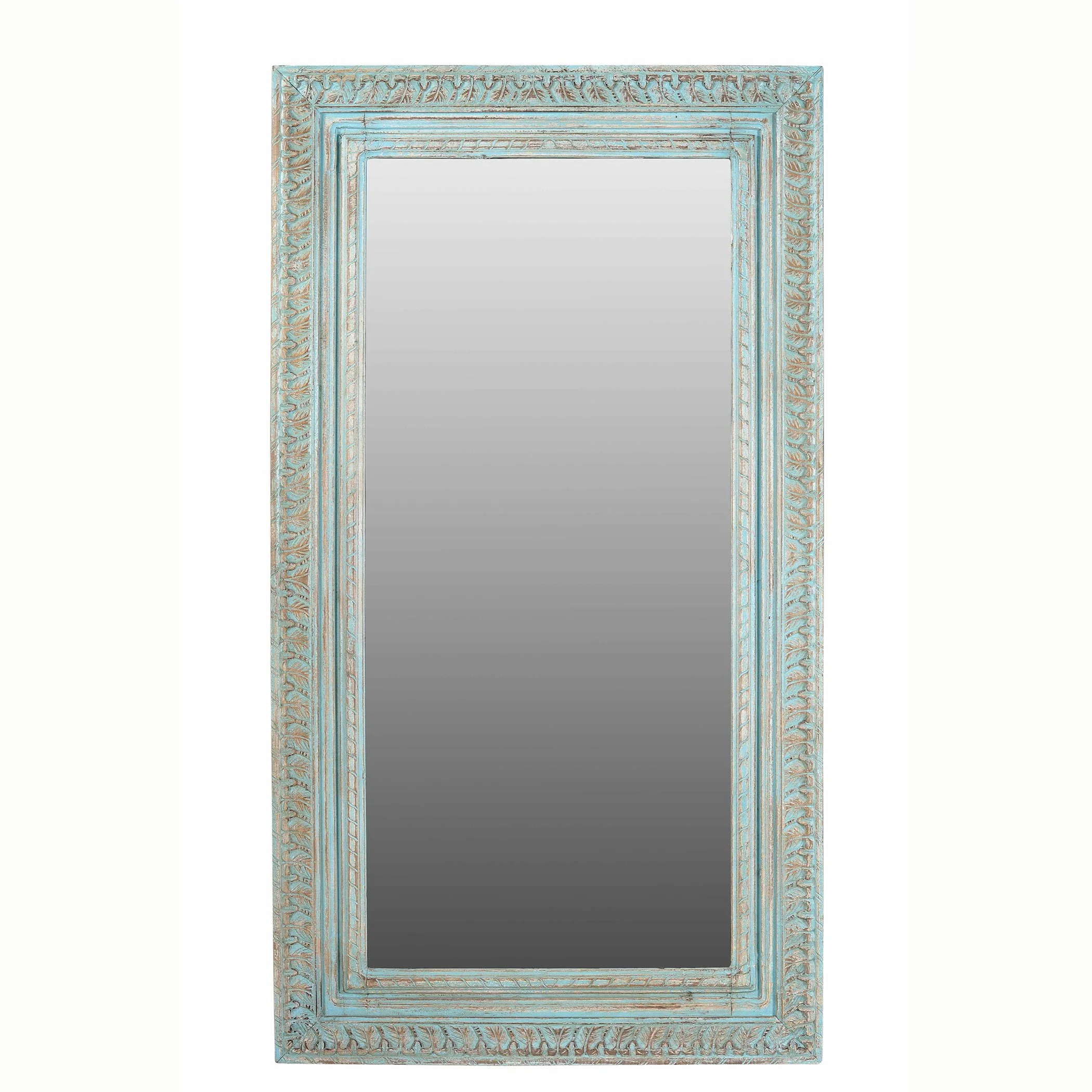 Carved Mango Wood Mirror Frame with Painted Finish