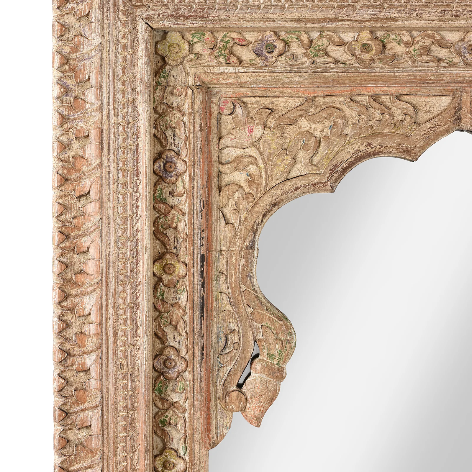 Carved Large Mihrab Mirror - Limed And Painted Finish - Image 2