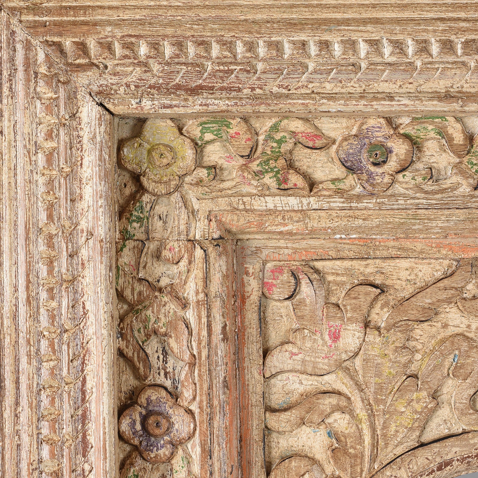 Carved Large Mihrab Mirror - Limed And Painted Finish - Image 3