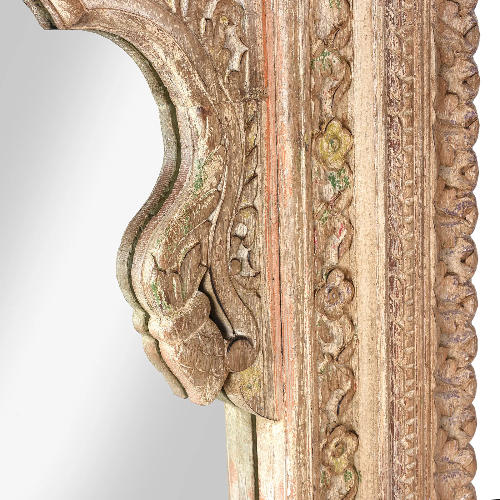 Carved Large Mihrab Mirror - Limed And Painted Finish - Image 4