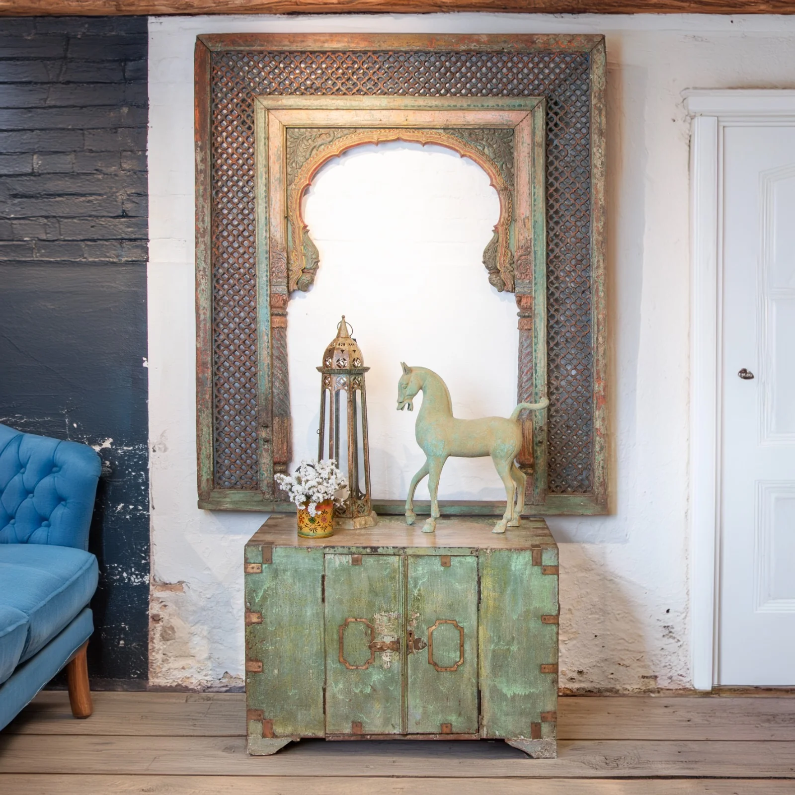 Painted Moroccan Style Storm Lantern - Image 3