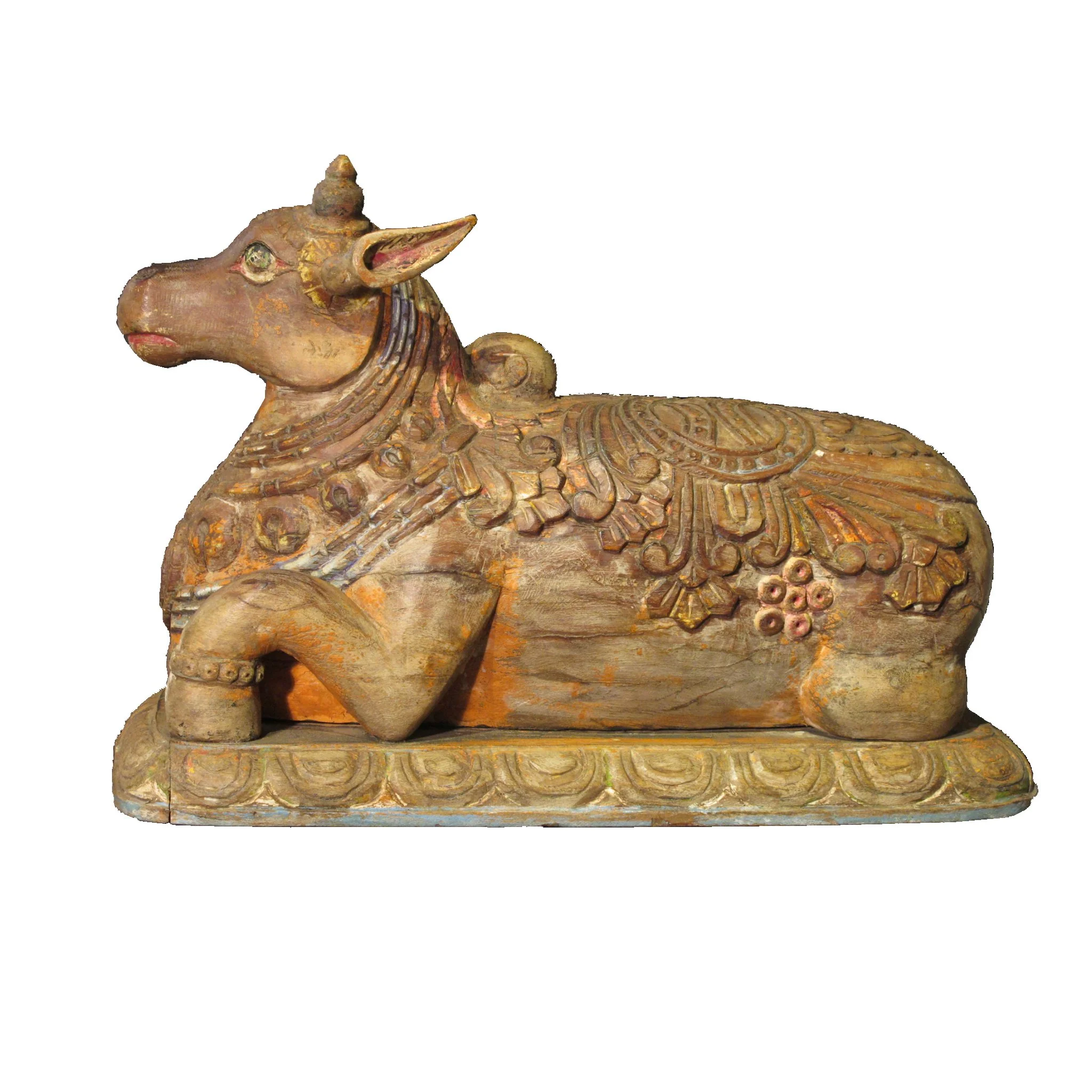 Vintage Carved Teakwood Nandi Bull - Image 2