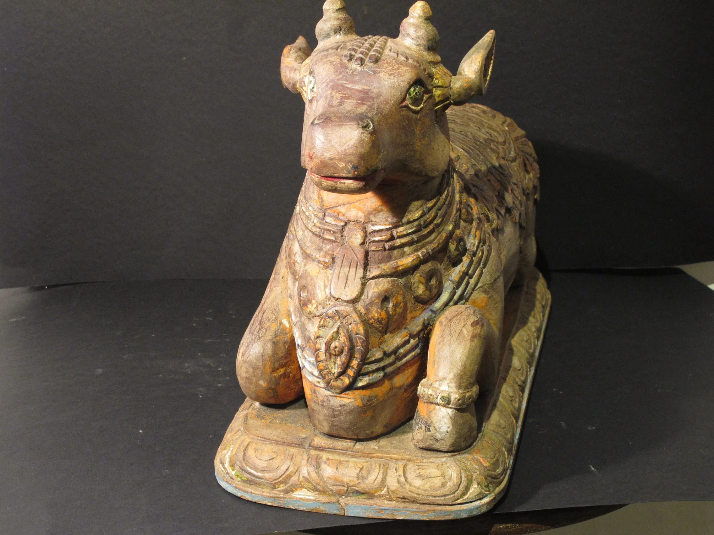 Vintage Carved Teakwood Nandi Bull - Image 4