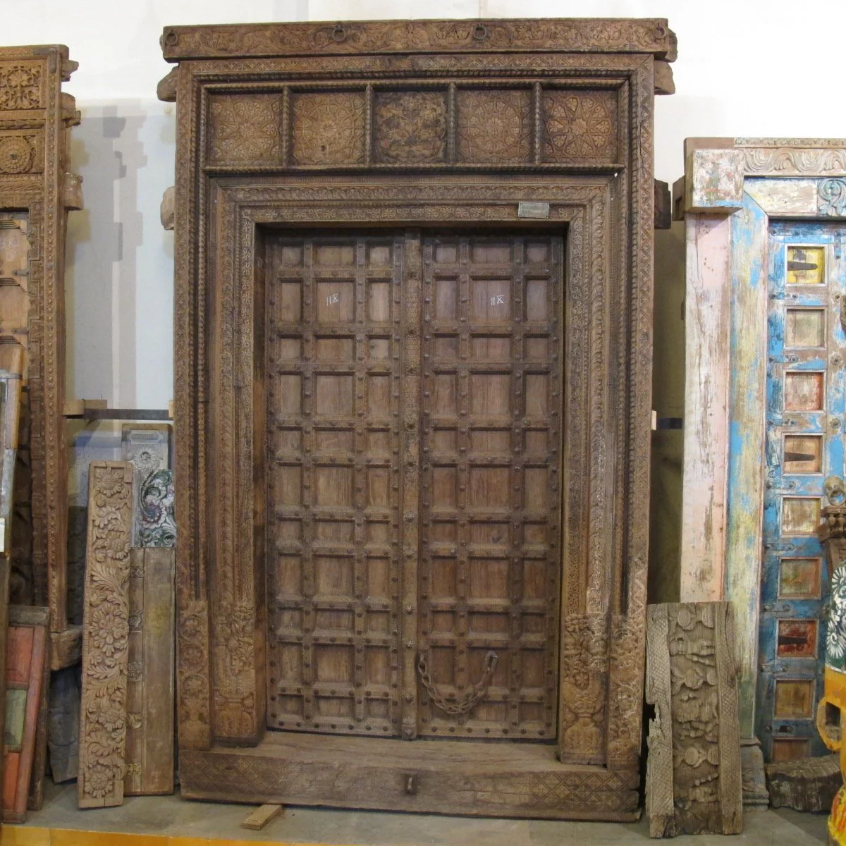 Carved Rosewood Door & Frame From Punjab - 19thC - Image 2