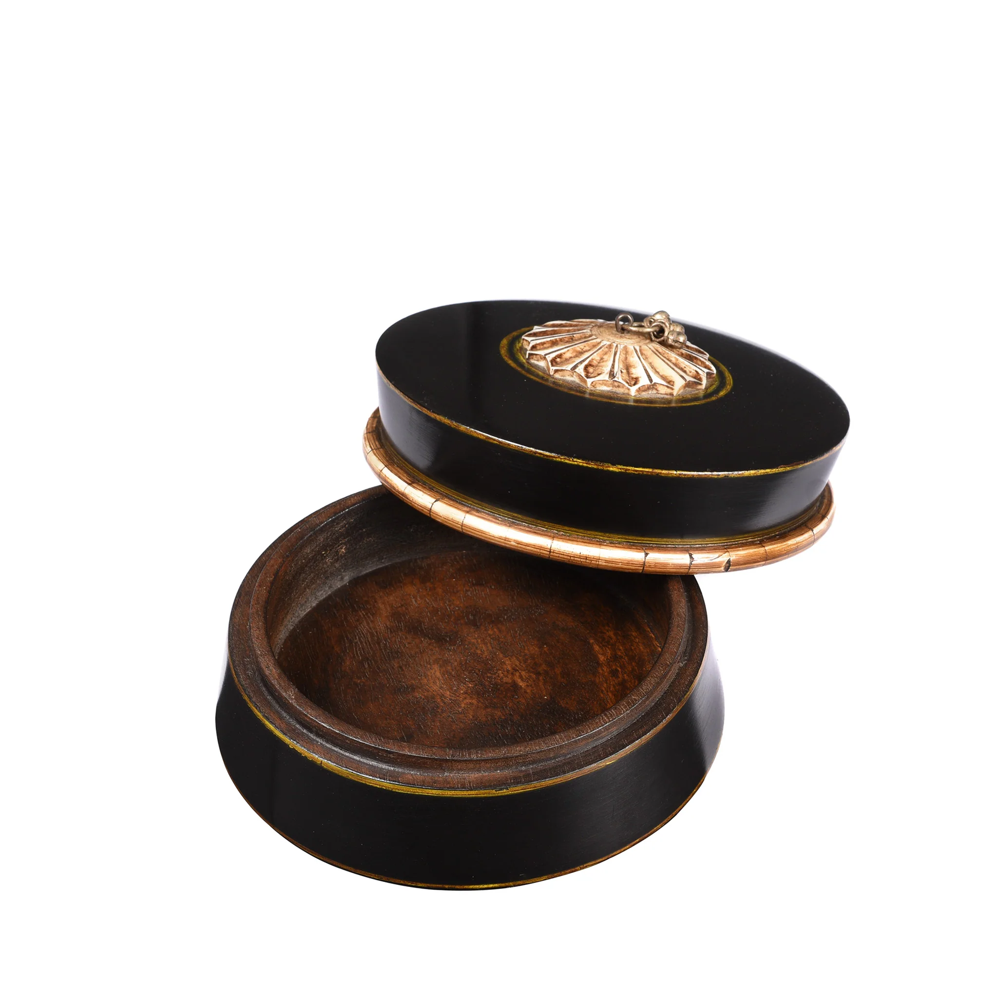 Indian Black Lacquer Pot - Image 8
