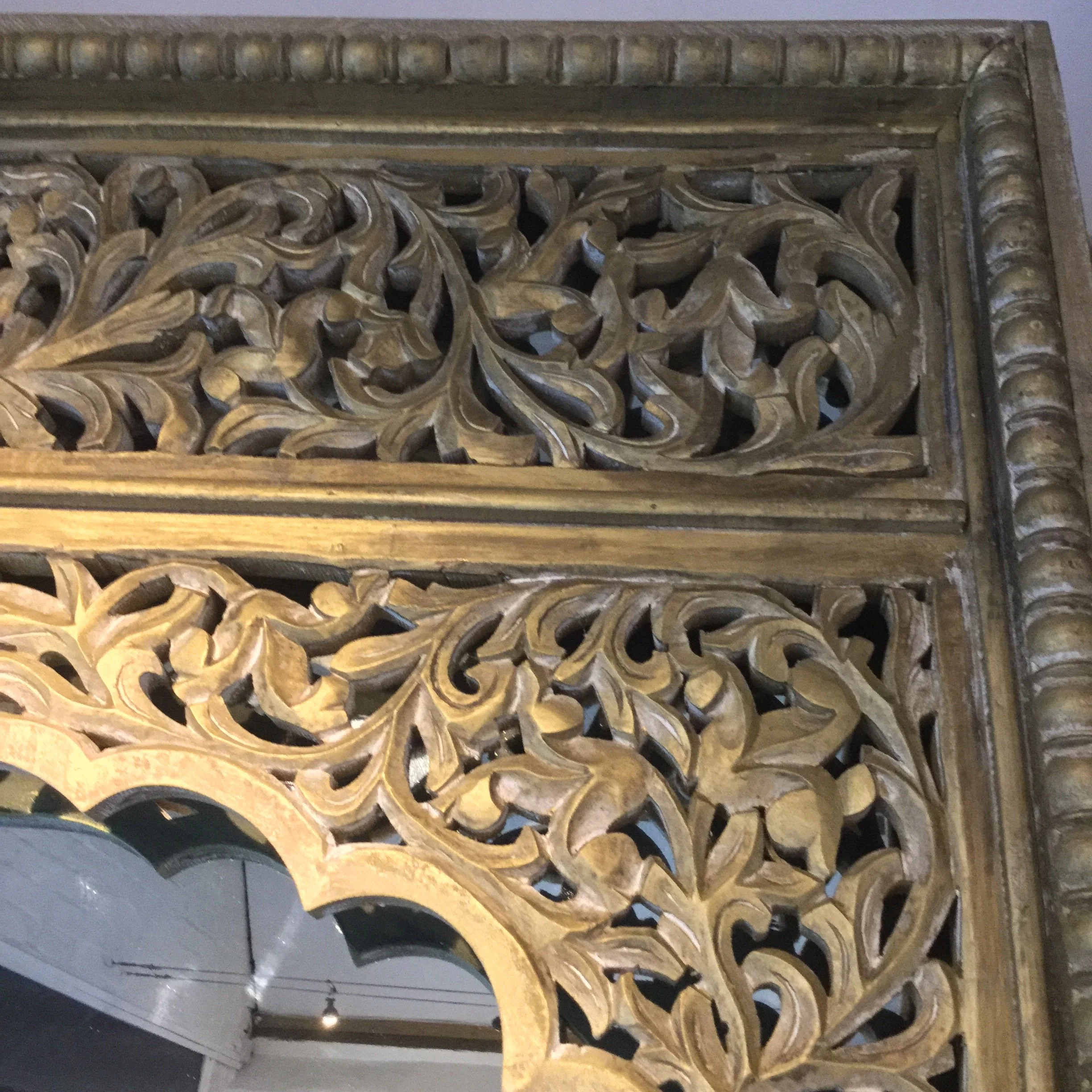 Carved Indian Mango Mirror From Rajasthan - Image 3