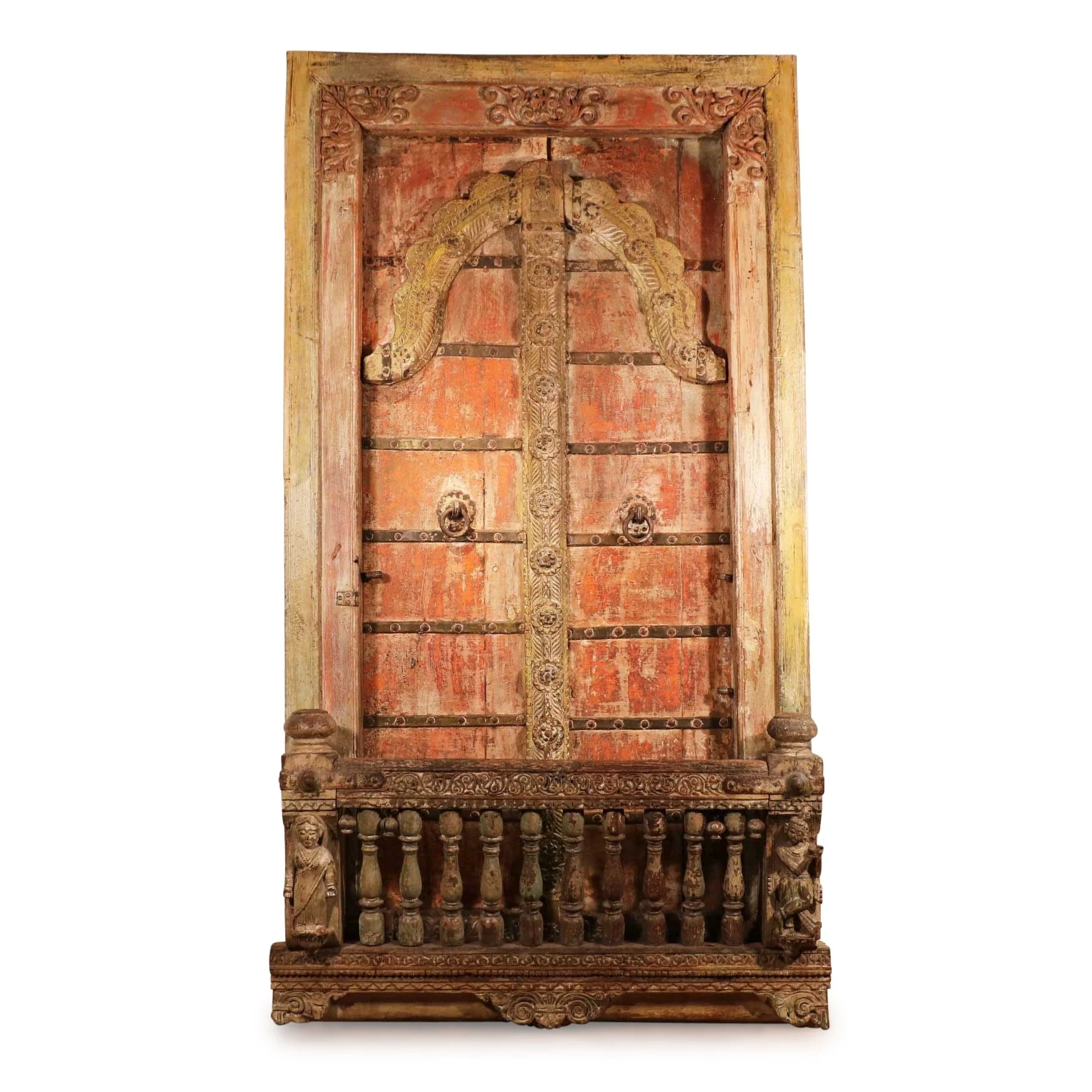 Teak Window with Original Painting from Gujarat - 19thC