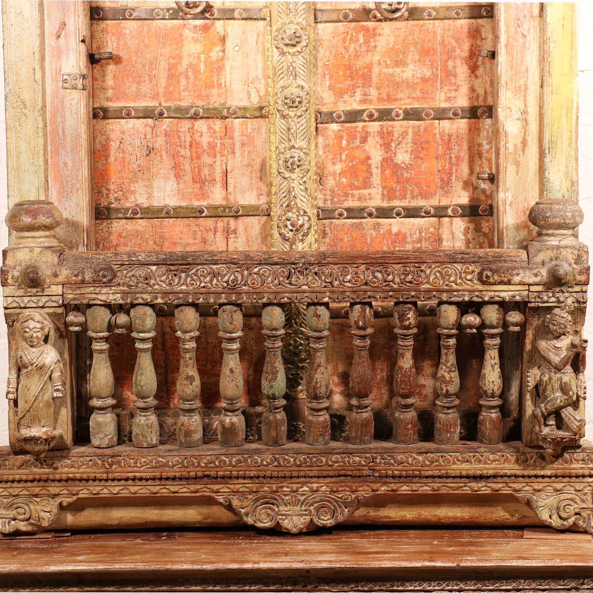Teak Window with Original Painting from Gujarat - 19thC - Image 5