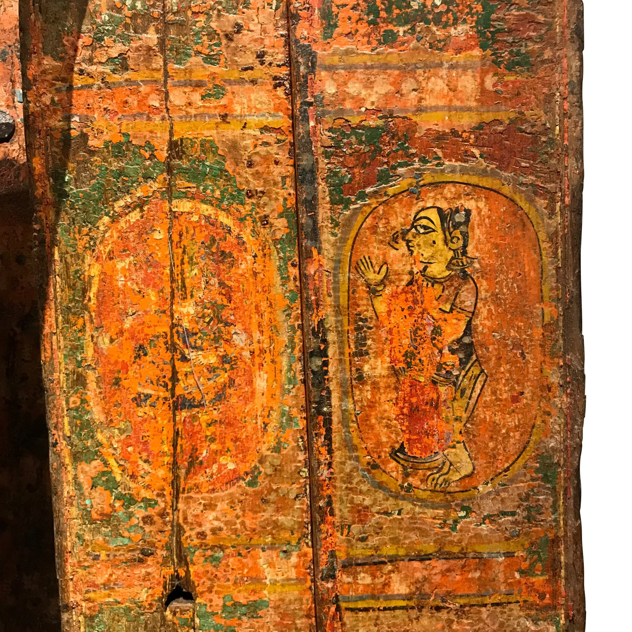 Old Painted Indian Door From Gujarat - 18thC - Image 3