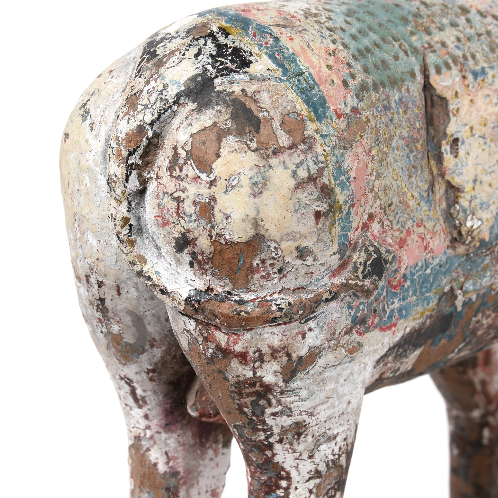Carved Teak Nandi Bull Toy From Rajasthan - Ca 75 yrs old - Image 6