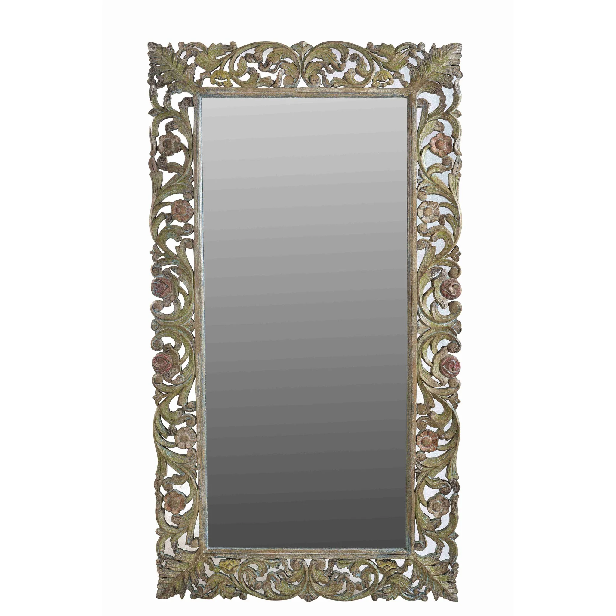 Painted Indian Mirror Made From Mango Wood