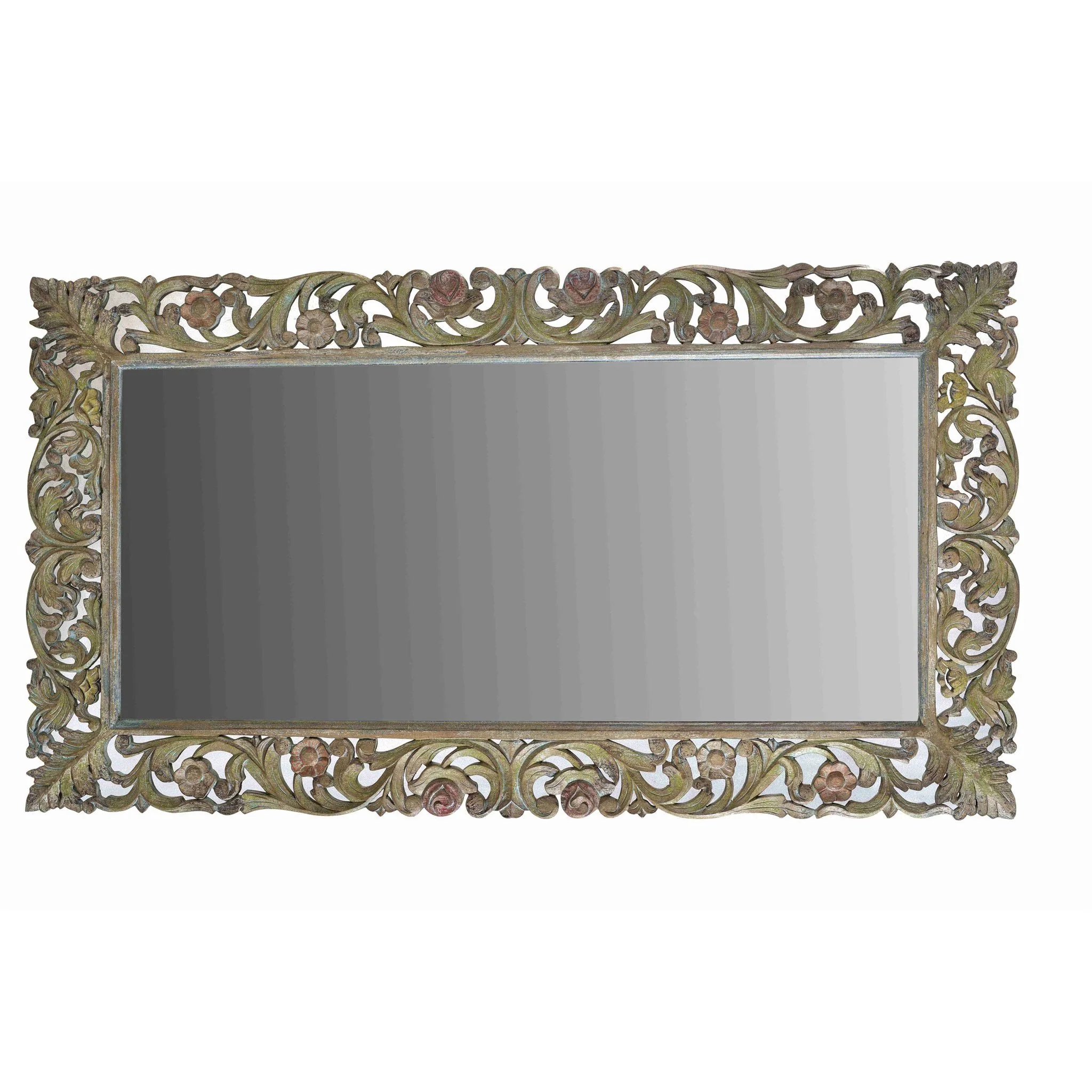 Painted Indian Mirror Made From Mango Wood - Image 2