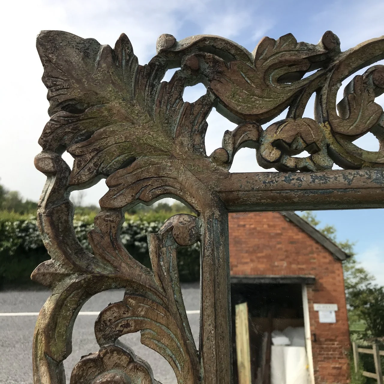 Painted Indian Mirror Made From Mango Wood - Image 3