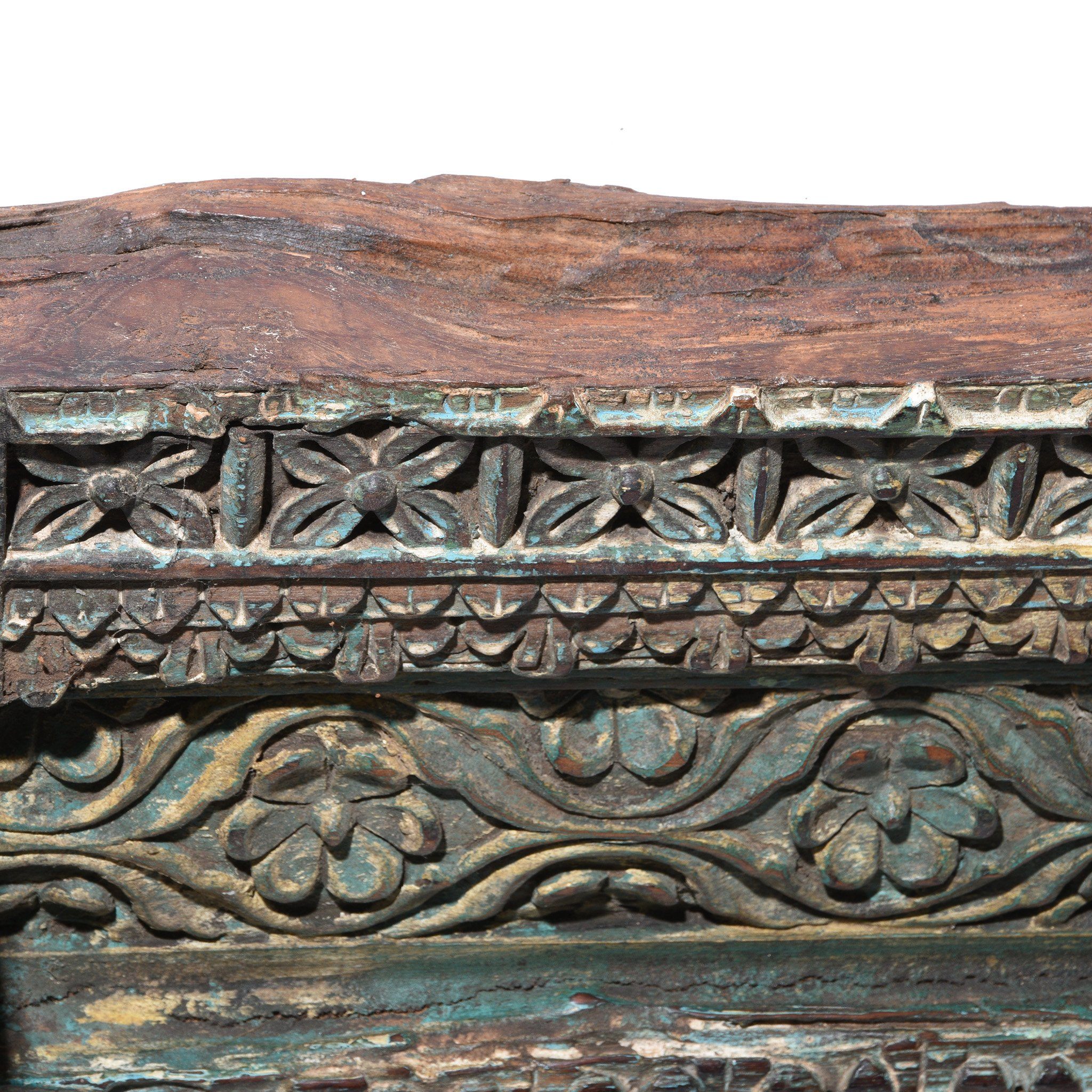 Carved Teak Architectural Panel With Horses - 19thC - Image 6