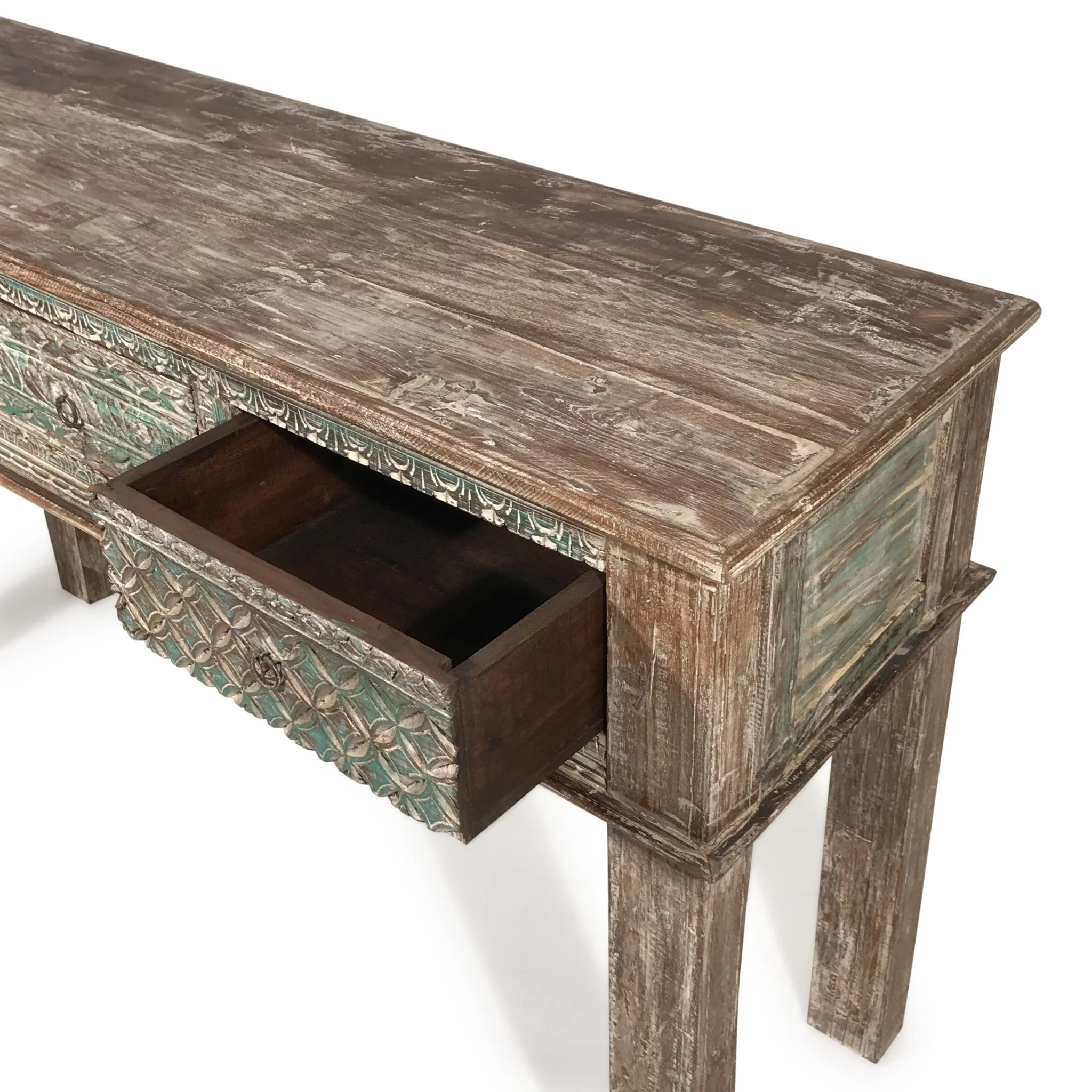 3 Drawer Console Table Made From Reclaimed Teak - Image 3