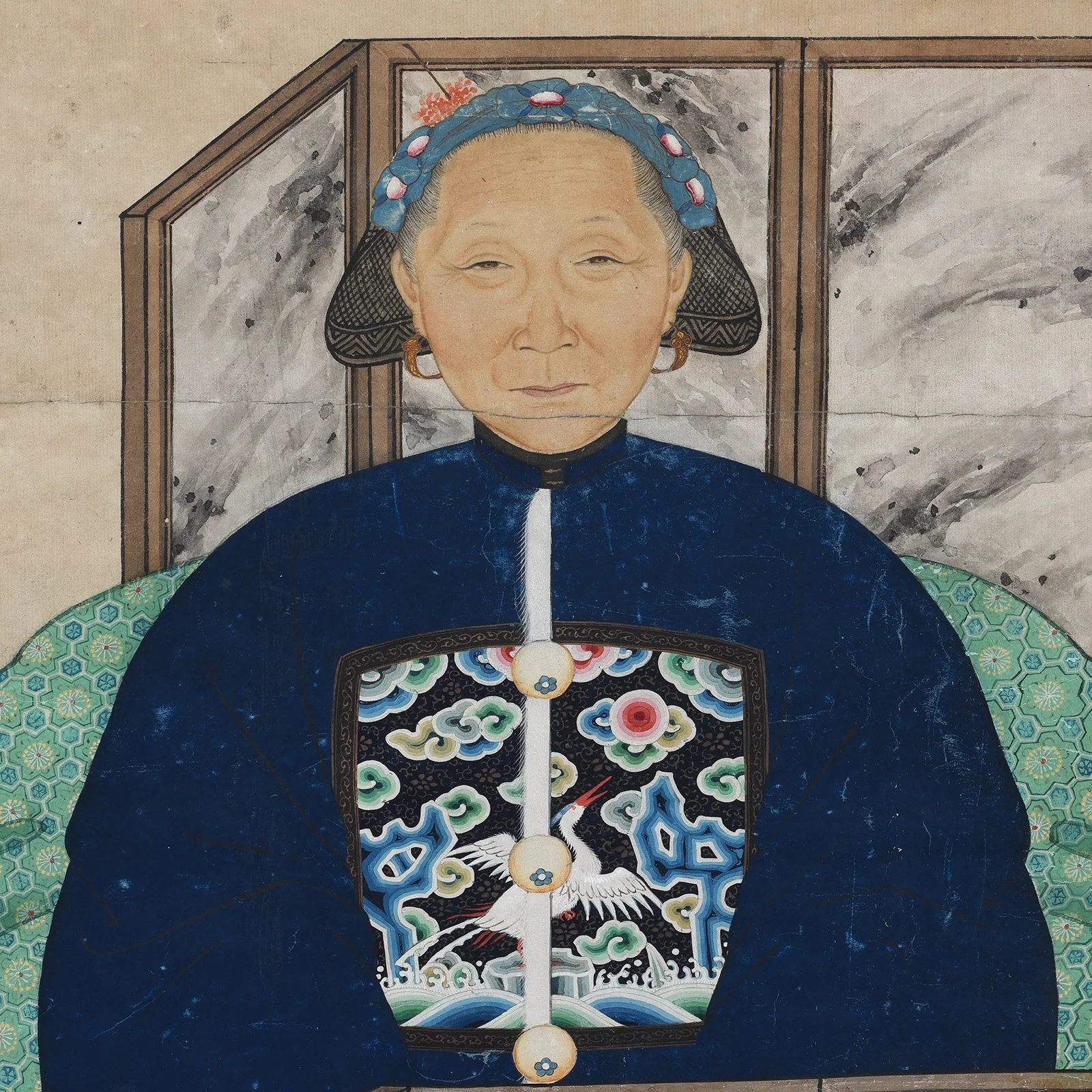 Framed Chinese Ancestor Painting - Early 20th Century - Image 3