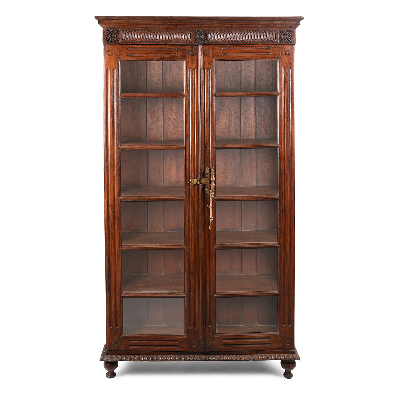 Anglo Indian Colonial Glazed Book Cabinet - 19th Century