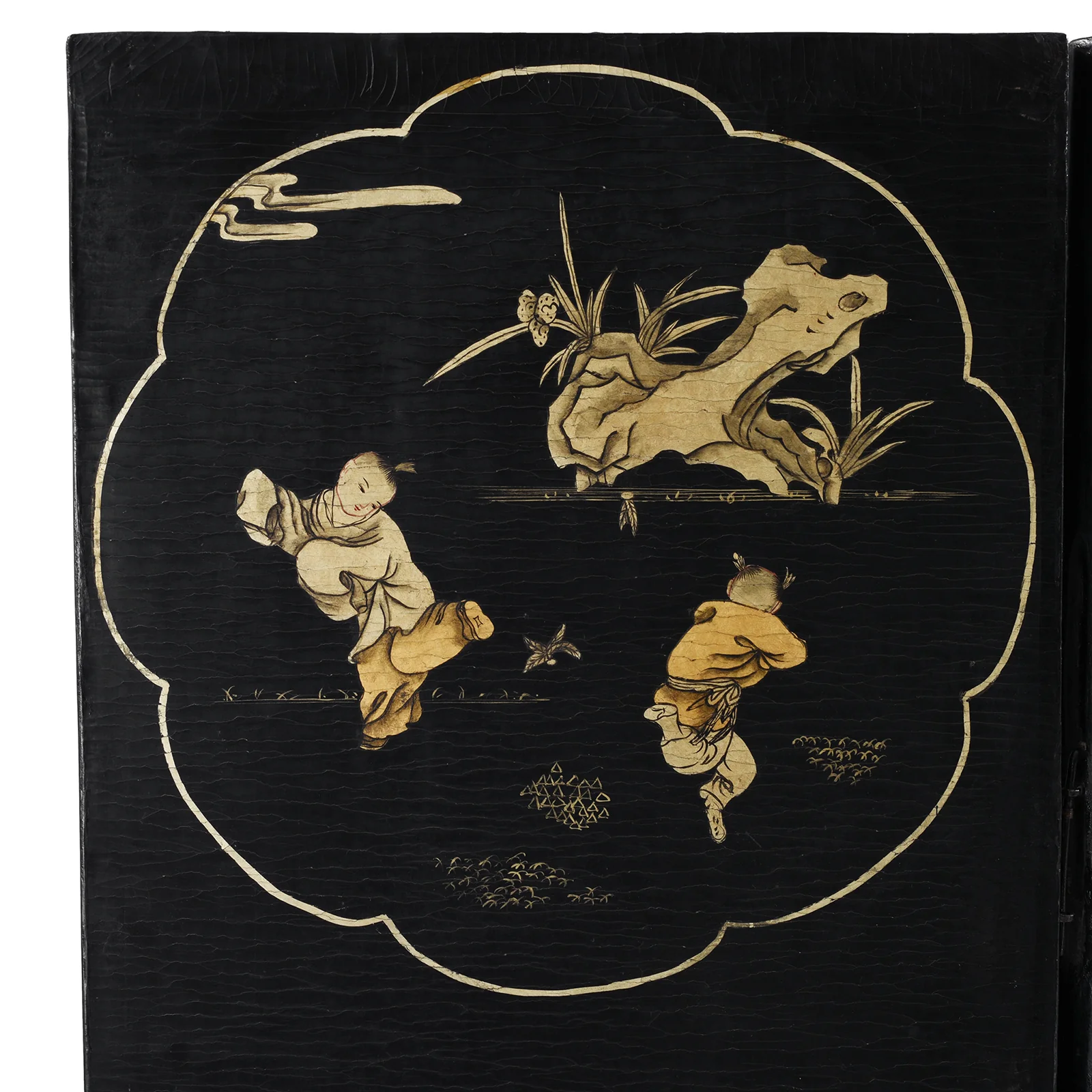 Chinese Export Black & Gilt Lacquer Four-Fold Screen – Circa 1920 - Image 8