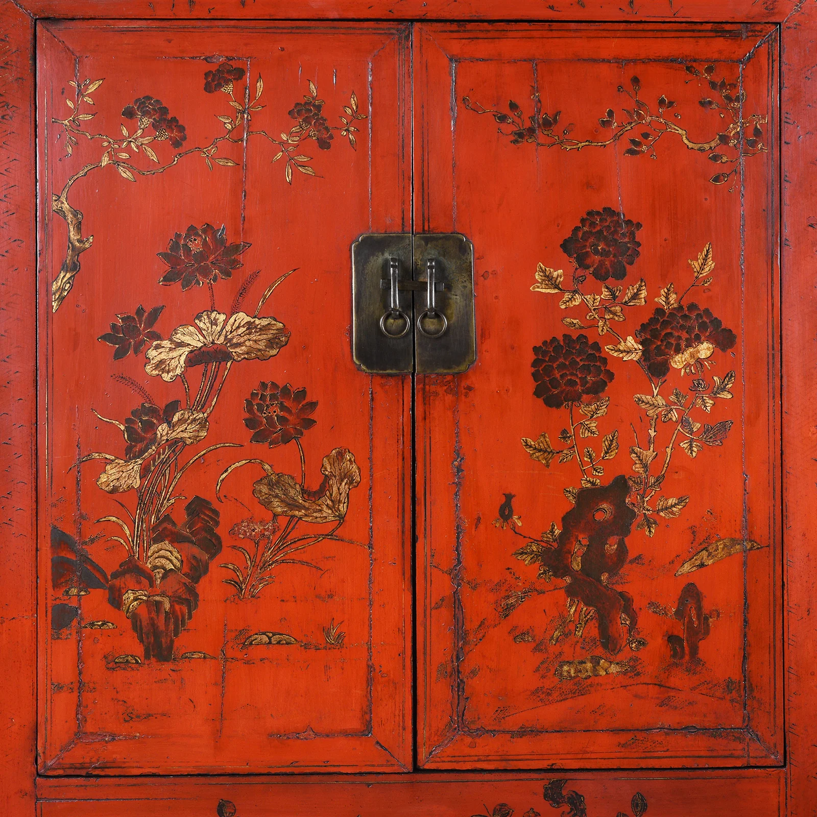 Red Lacquer Wedding Cabinet From Shanxi -19thC - Image 4