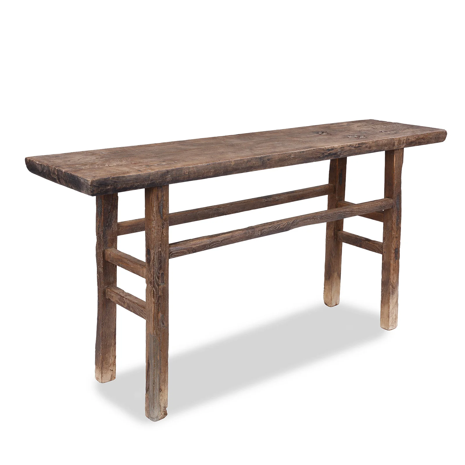 Walnut & Elm Farmhouse Console Table From Henan - Late 19th Century - Image 3