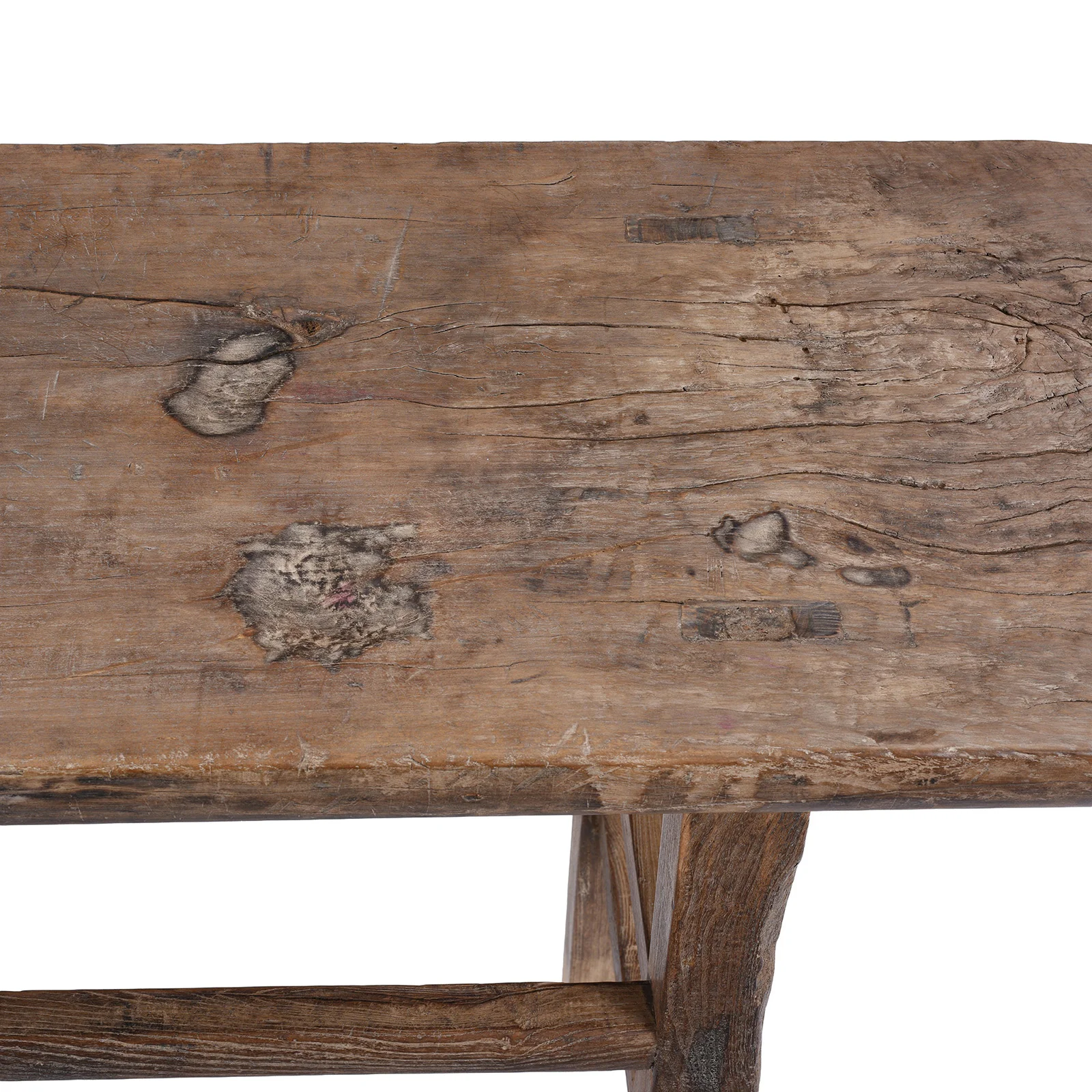 Walnut & Elm Farmhouse Console Table From Henan - Late 19th Century - Image 5