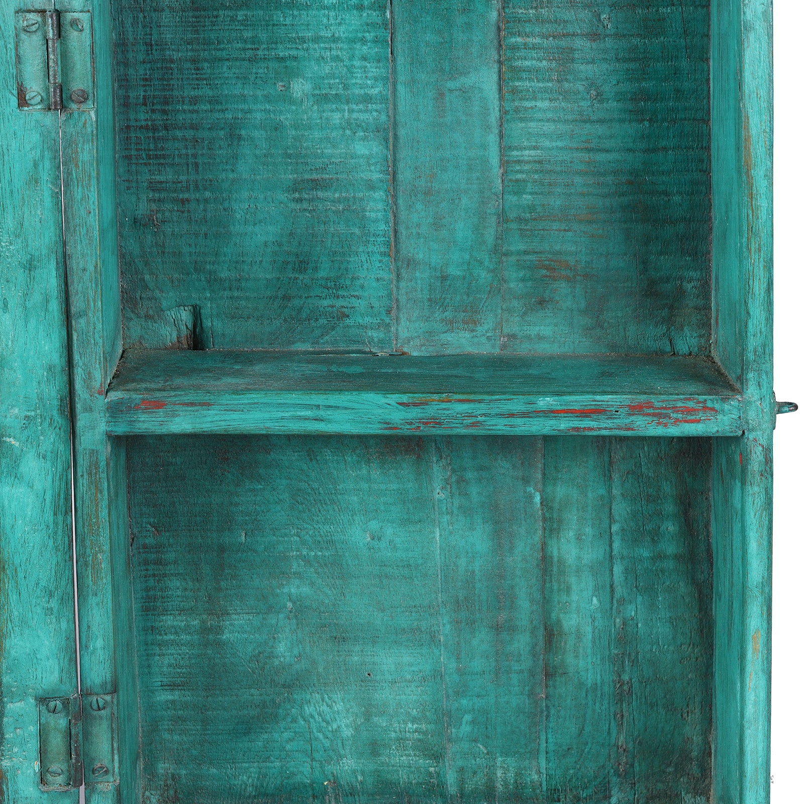 Green Painted Teak Glazed Wall Cabinet - Ca 1920 - Image 5