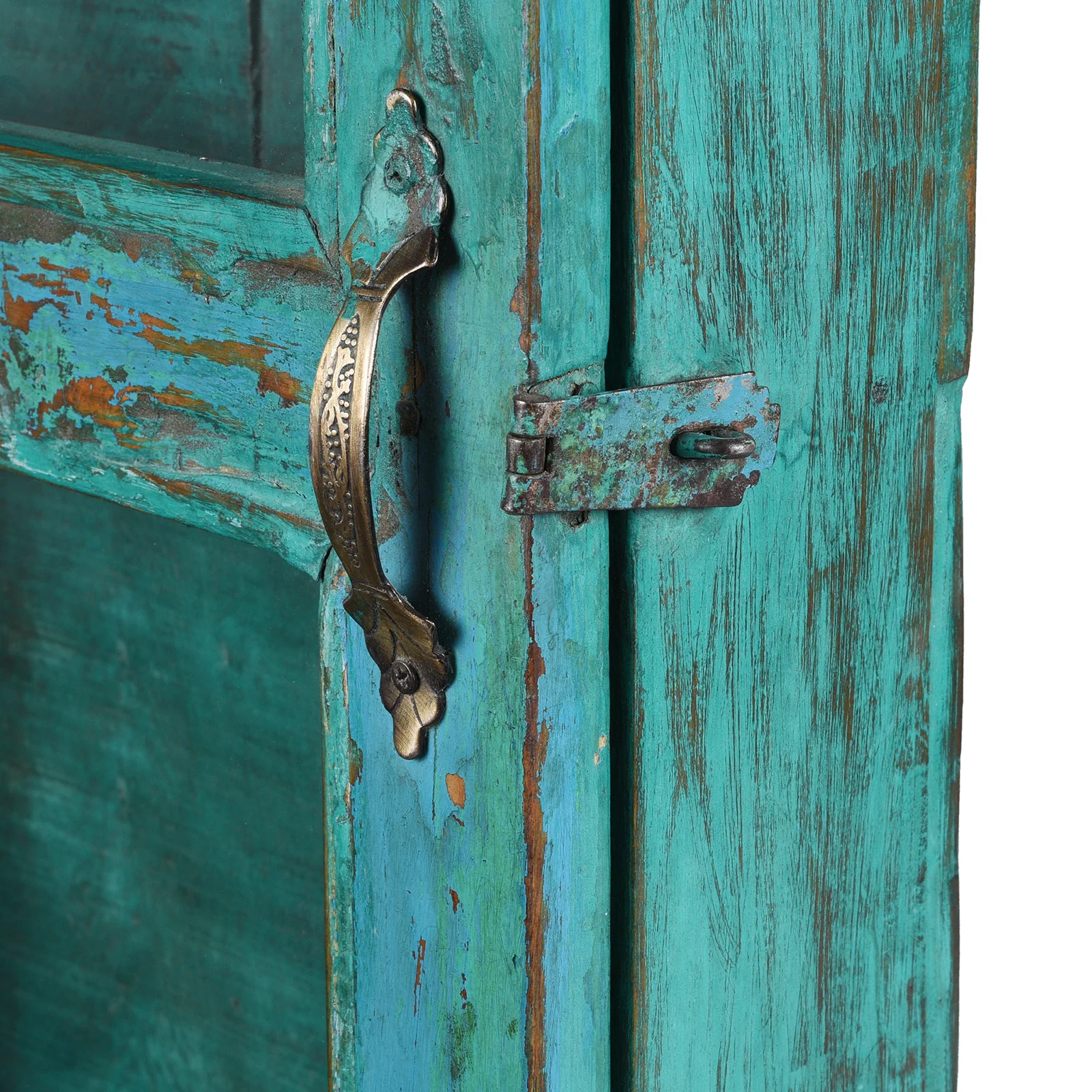 Green Painted Teak Glazed Wall Cabinet - Ca 1920 - Image 6