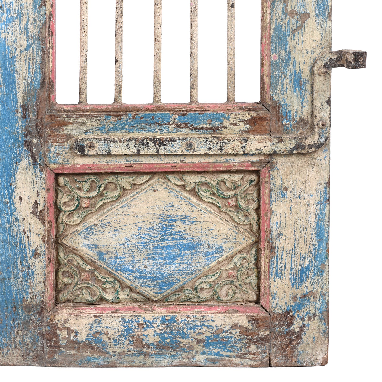 Painted Teak Jali Door From Gujarat - 1920 - Image 4