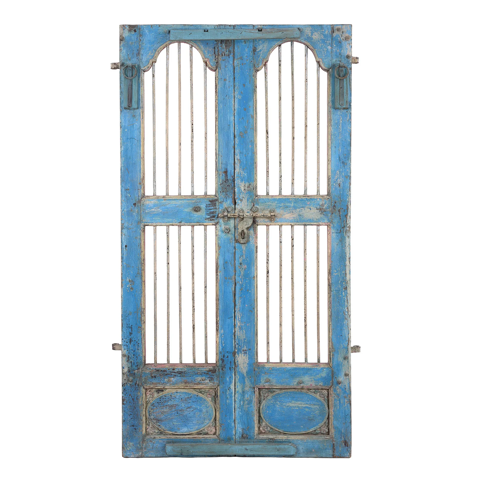 Painted Teak Jali Door From Gujarat - 1920 - Image 6