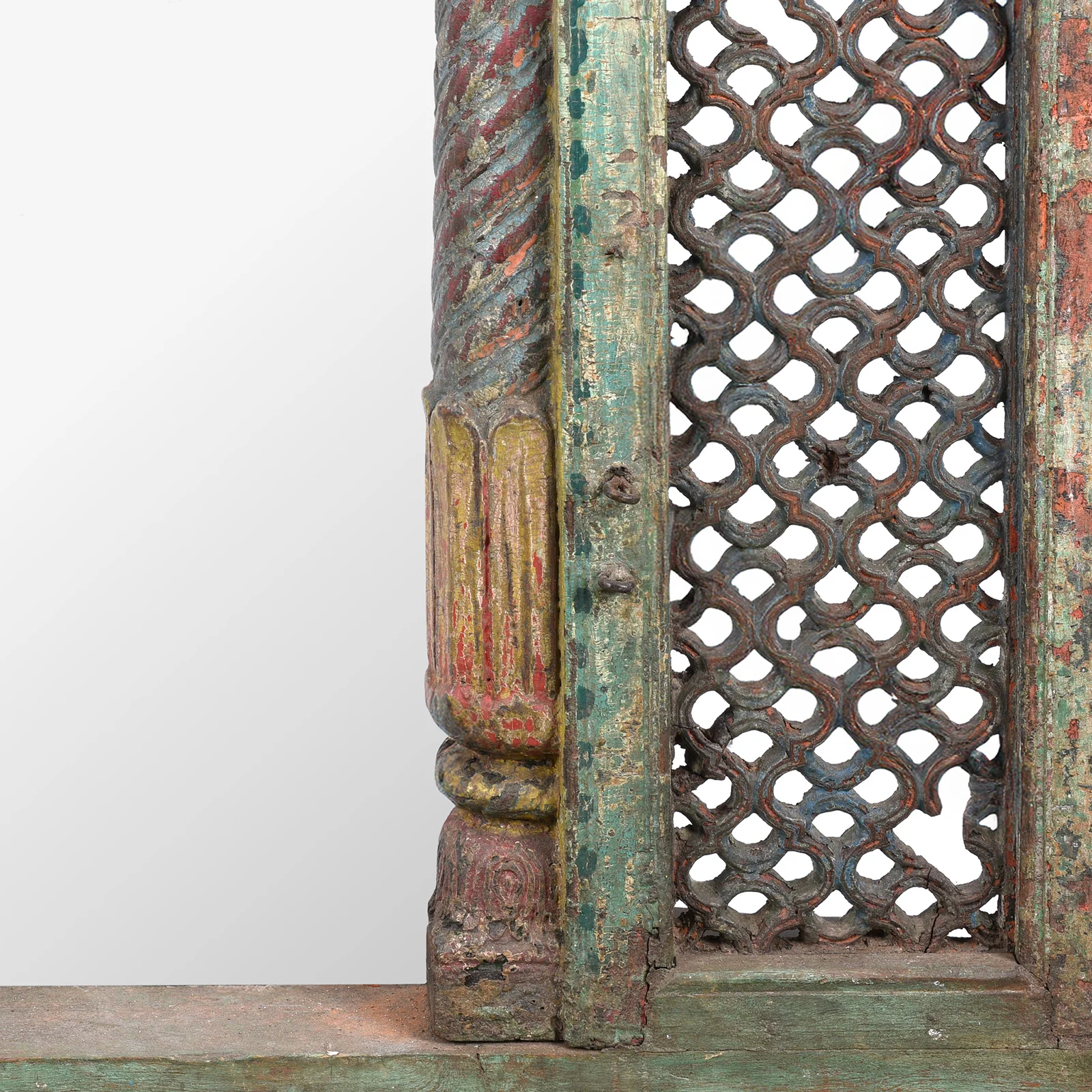 Painted Jali Window Mirror From Banswara - 19th Century - Image 5