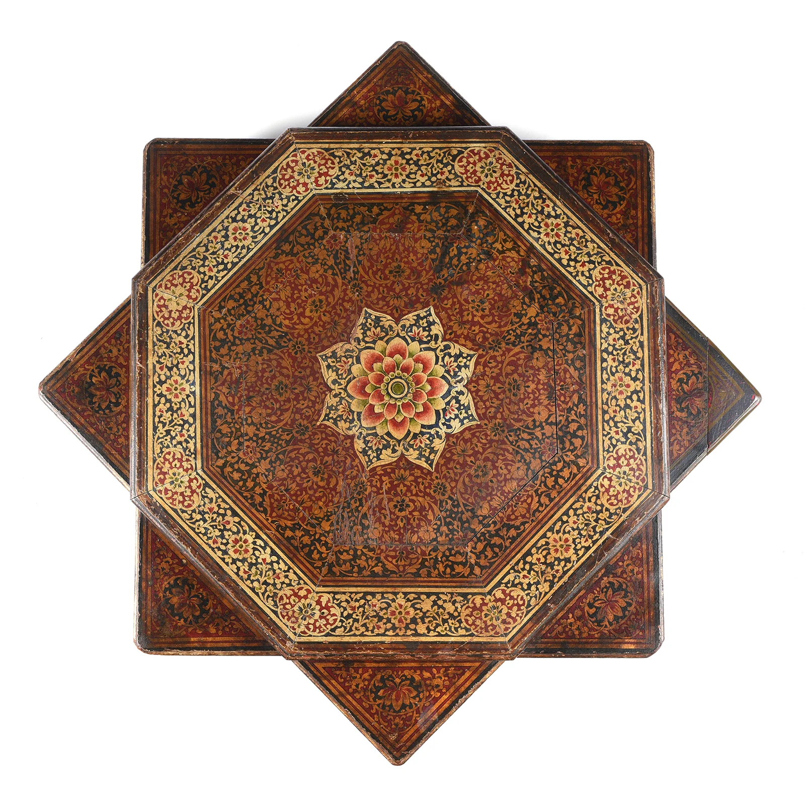 Painted Star Bajot Low Prayer Table From Rajasthan - 19th Century - Image 3