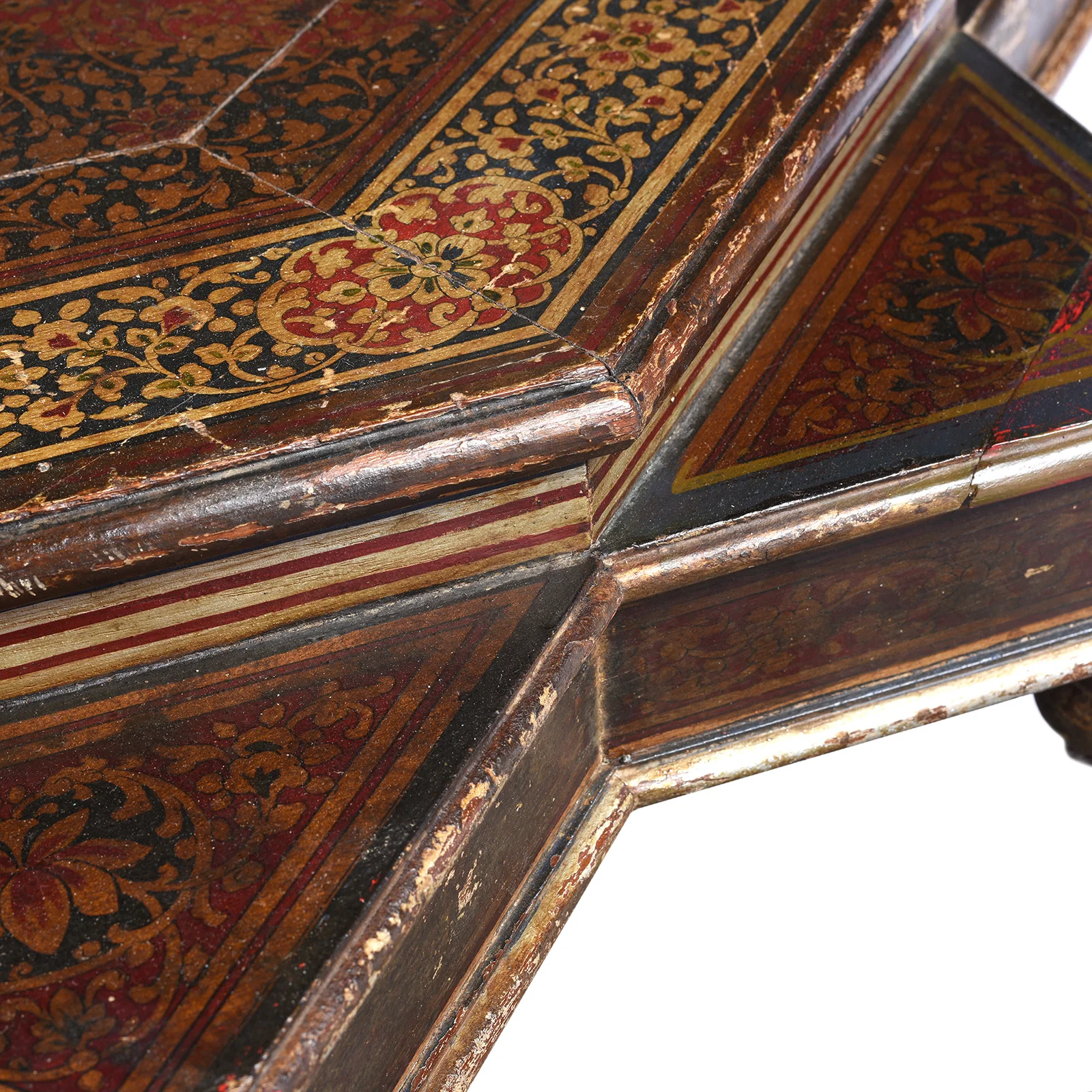 Painted Star Bajot Low Prayer Table From Rajasthan - 19th Century - Image 6