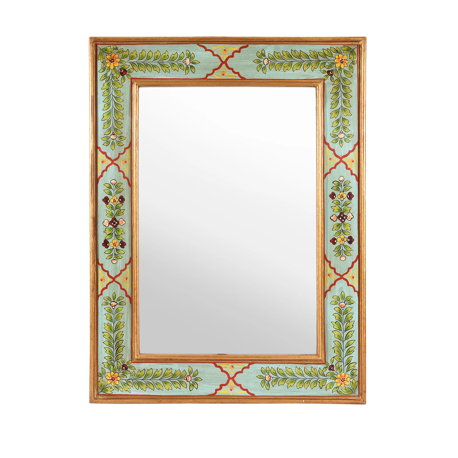 Aqua Green Hand Painted Indian Mirror - Image 5
