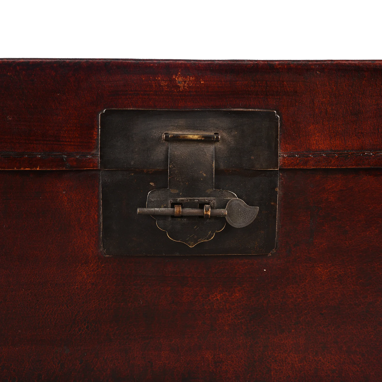 Aubergine Leather Trunk from Shanghai - Circa 1920 - Image 2