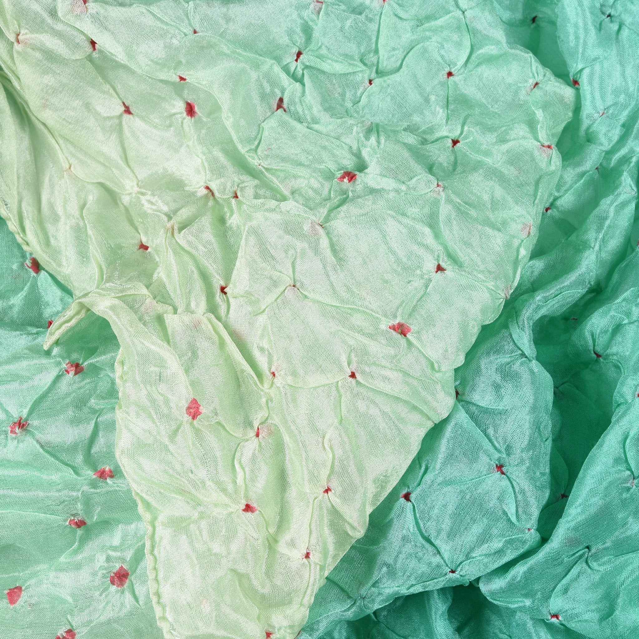 Aquamarine Bandhani Silk Scarf from Rajasthan - Image 2