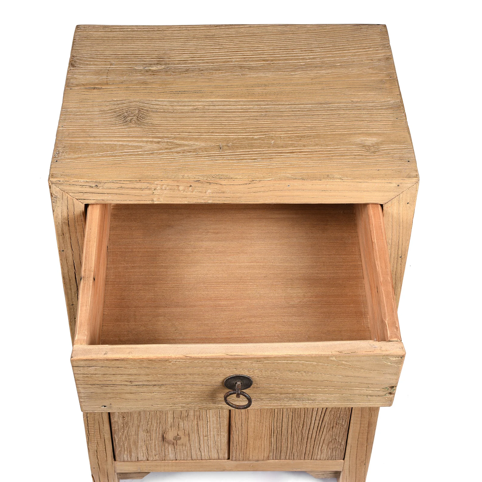 Bedside Cabinet With Drawer Made From Bleached Elm - Image 4